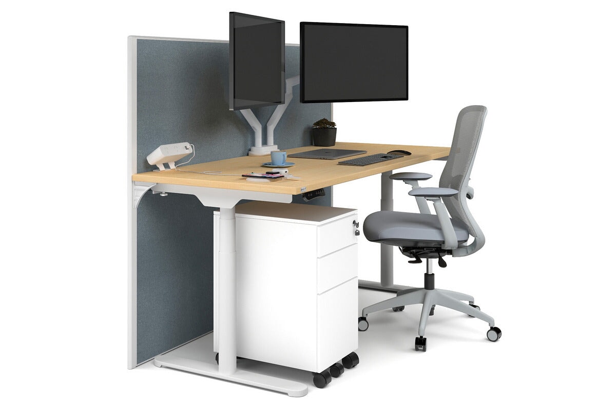 Premium Adjustable Height Single Workstation Desk - 1600L x 700W Size - Ideal for Home Office, Study & Workspace Ergonomics