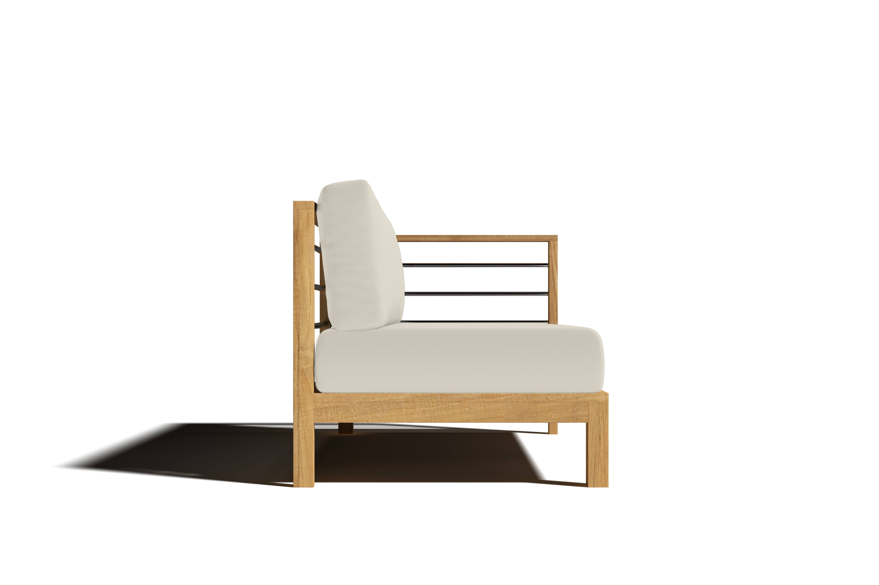 Premium Leon Teak Outdoor Sectional Right Sofa with Sunbrella Canvas Cushion - Waterproof & Durable Patio Furniture for Backyard, Poolside & Garden Relaxation