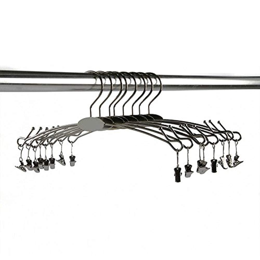20/10 Pack Durable Metal Underwear & Bra Hangers - Heavy Duty Lingerie, Sweater & Kids Clothes Hooks with Clips for Closet Organization & Boutique Display (Black)