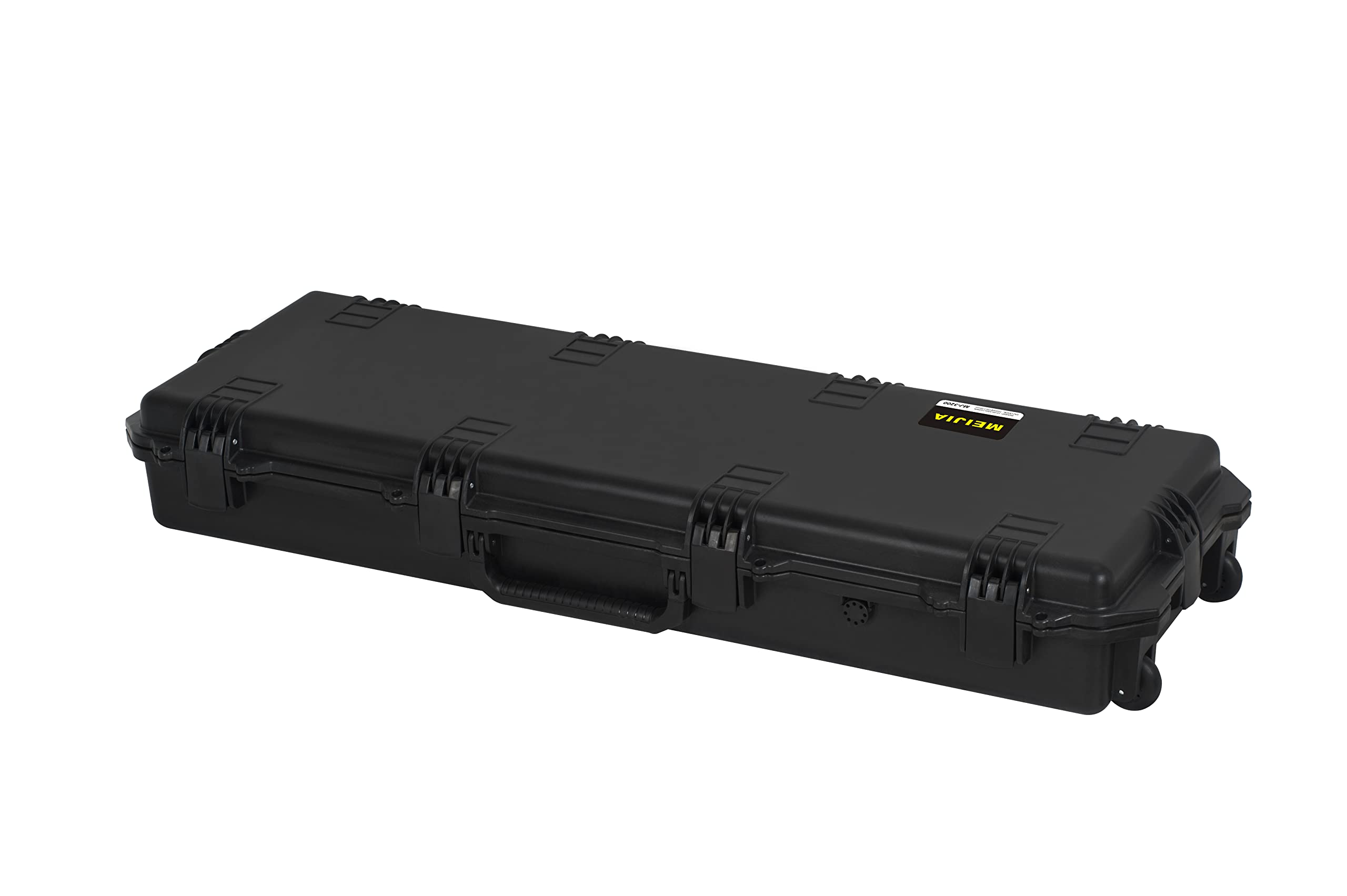 MEIJIA Premium Rolling Waterproof Hard Rifle Case with Wheels - All Weather Gun Storage, Customizable Fit Foam, Lightweight Design, Elegant Black - Perfect for Hunting, Shooting Range & Firearm Transportation