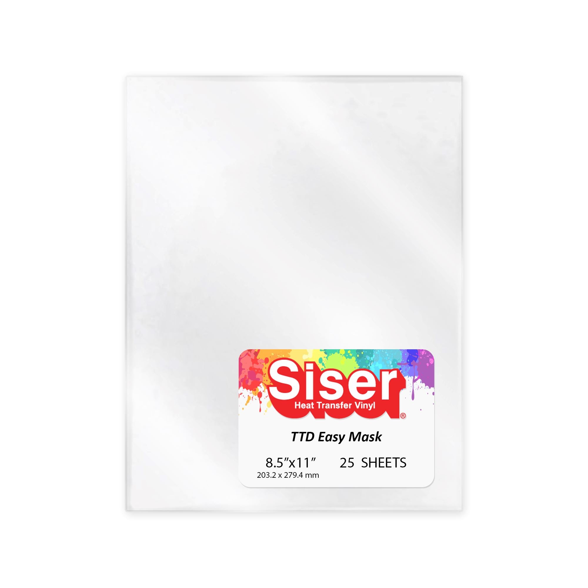 Siser TTD Easy Mask 8.4” x 11” Heat Transfer Vinyl - 25 Pack for DIY T-Shirts, Crafts & Apparel Projects
