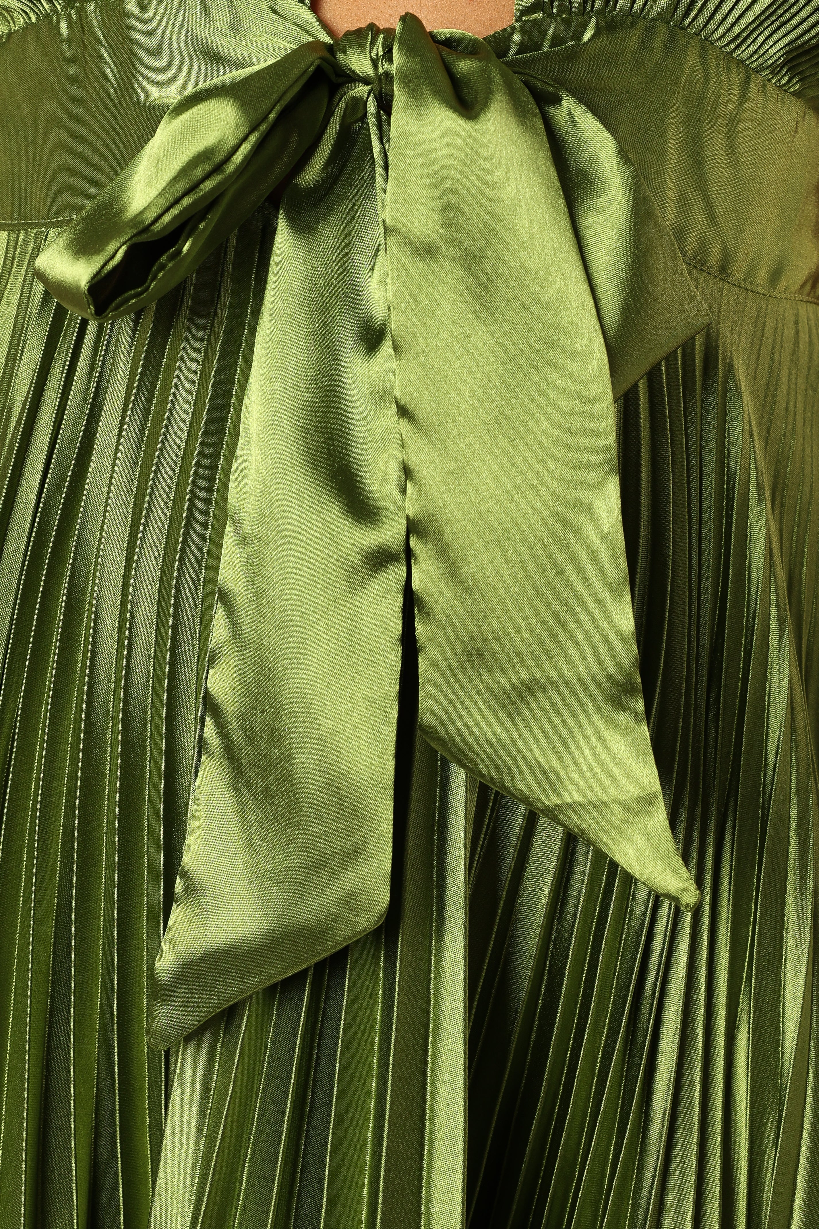 Kris Pleated Maxi Dress for Women - Elegant Olive Green Flowy Long Dress with Side Slits | Perfect for Cocktail Parties, Weddings & Evening Events