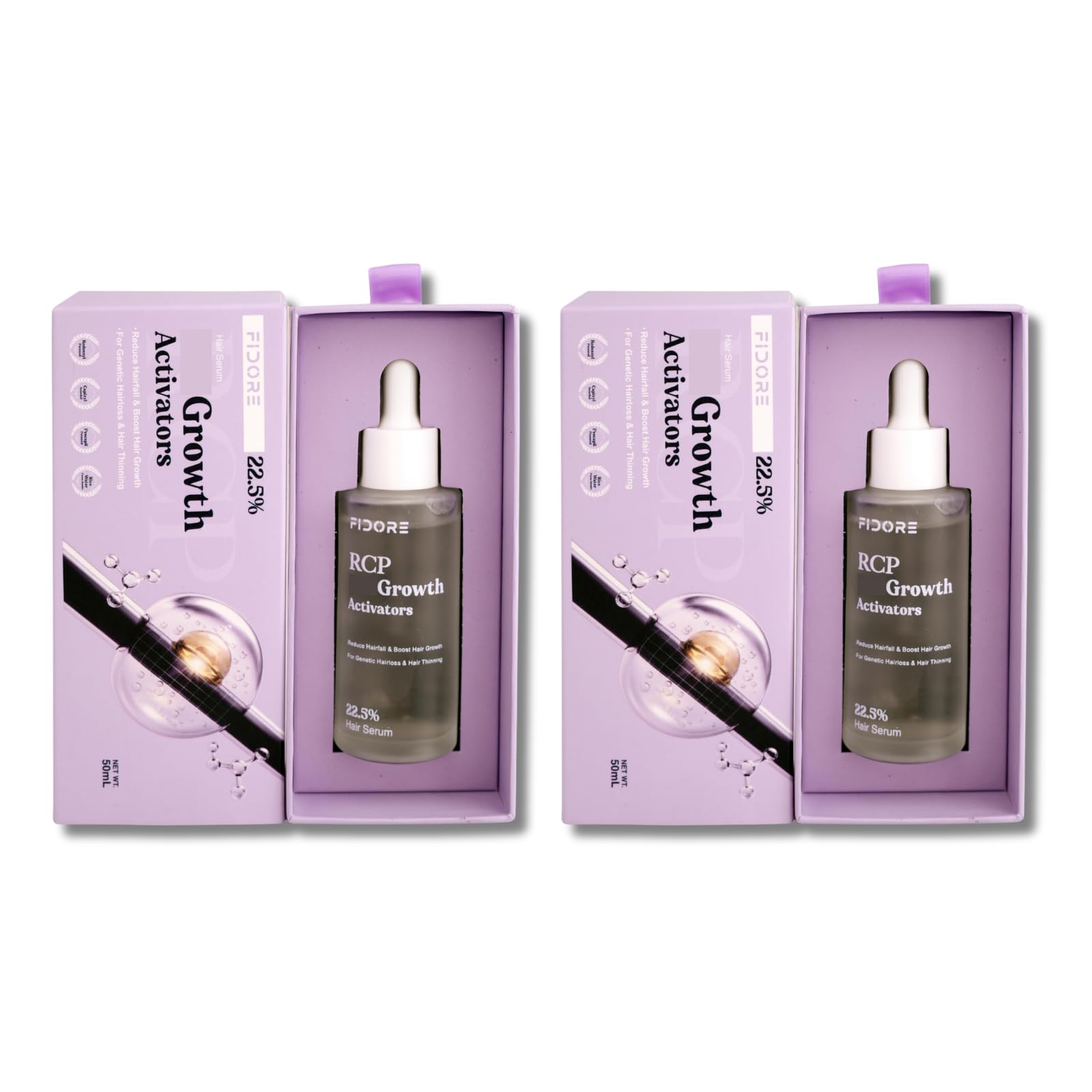 FIDORE Hair Growth Serum Combo (2-Pack) - 3% Redensyl, 3% Procapil, 5% Capixyl, 4% Bicapil, 3% Anagain with Biotin & Rice Water - 50ml for Men & Women - Reduce Hair Loss & Stimulate Growth for Thicker, Healthier Hair - Perfect for Daily Scalp Care & Hair Regimen