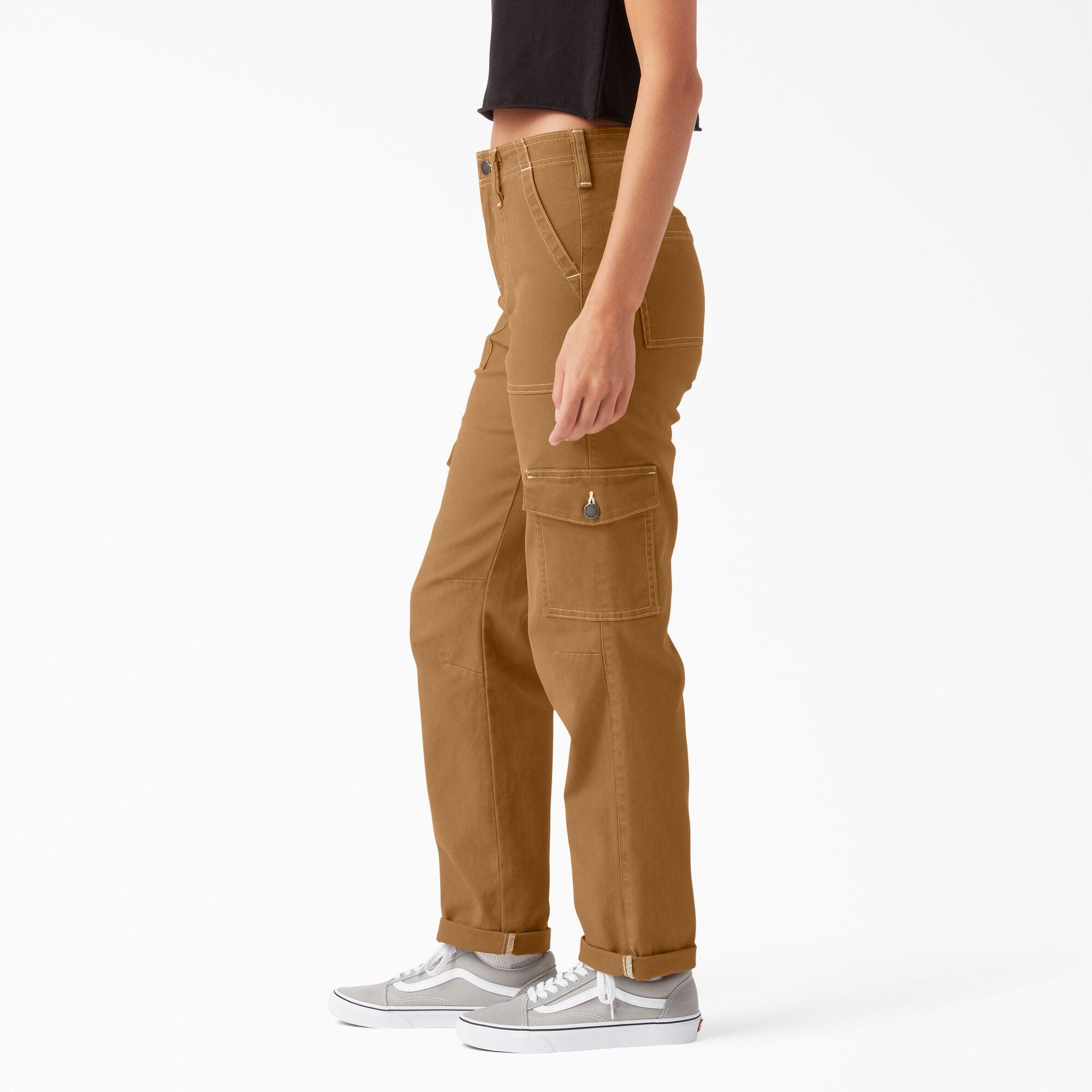 Women's Skinny Fit Cuffed Cargo Pants - High Waisted Stretch Trousers for Casual Wear & Outdoor Activities | Brown Duck Camo
