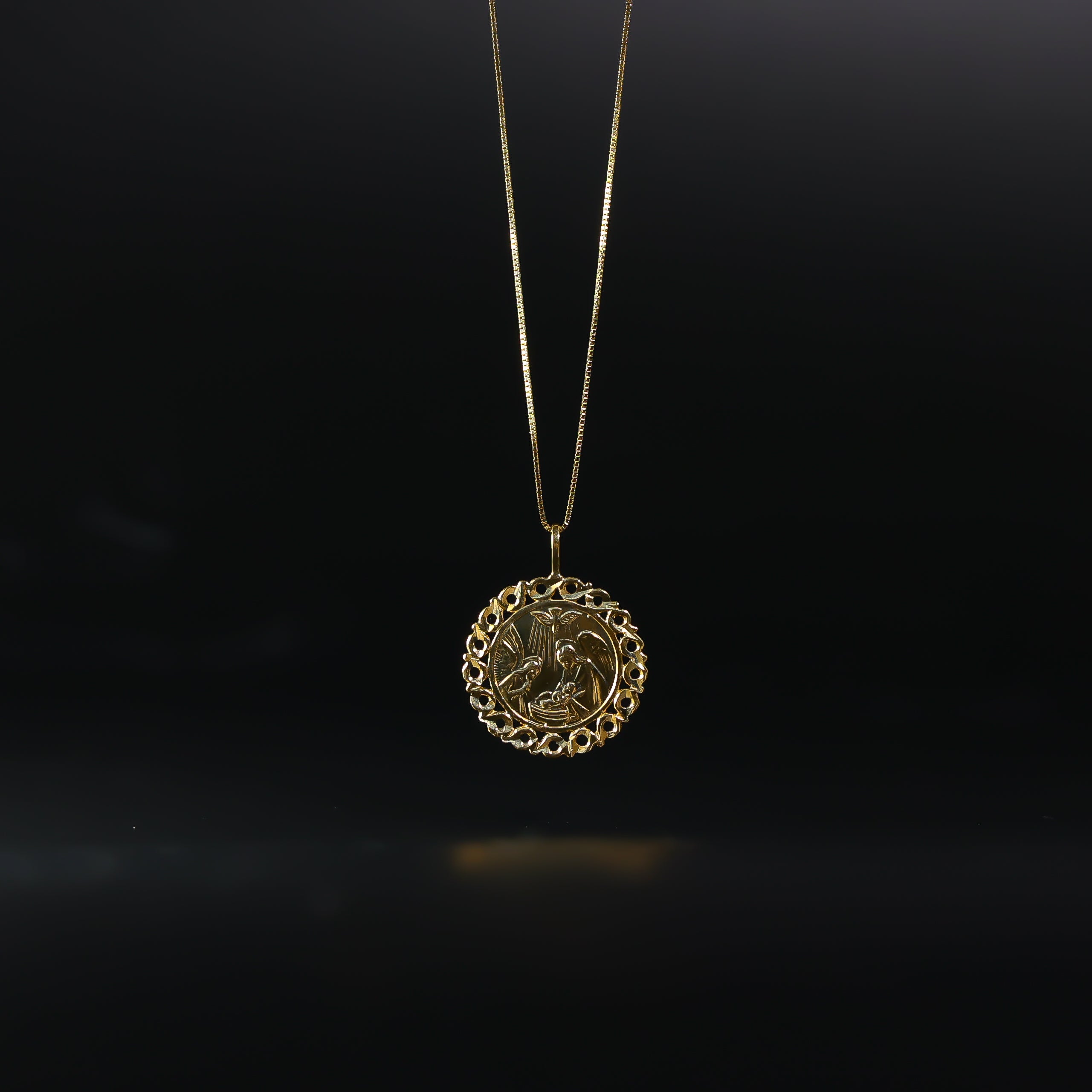 14K Gold Dainty Baptism Round Pendant Necklace - Model 1446 | Elegant Religious Jewelry Gift for Christening, First Communion & Special Occasions
