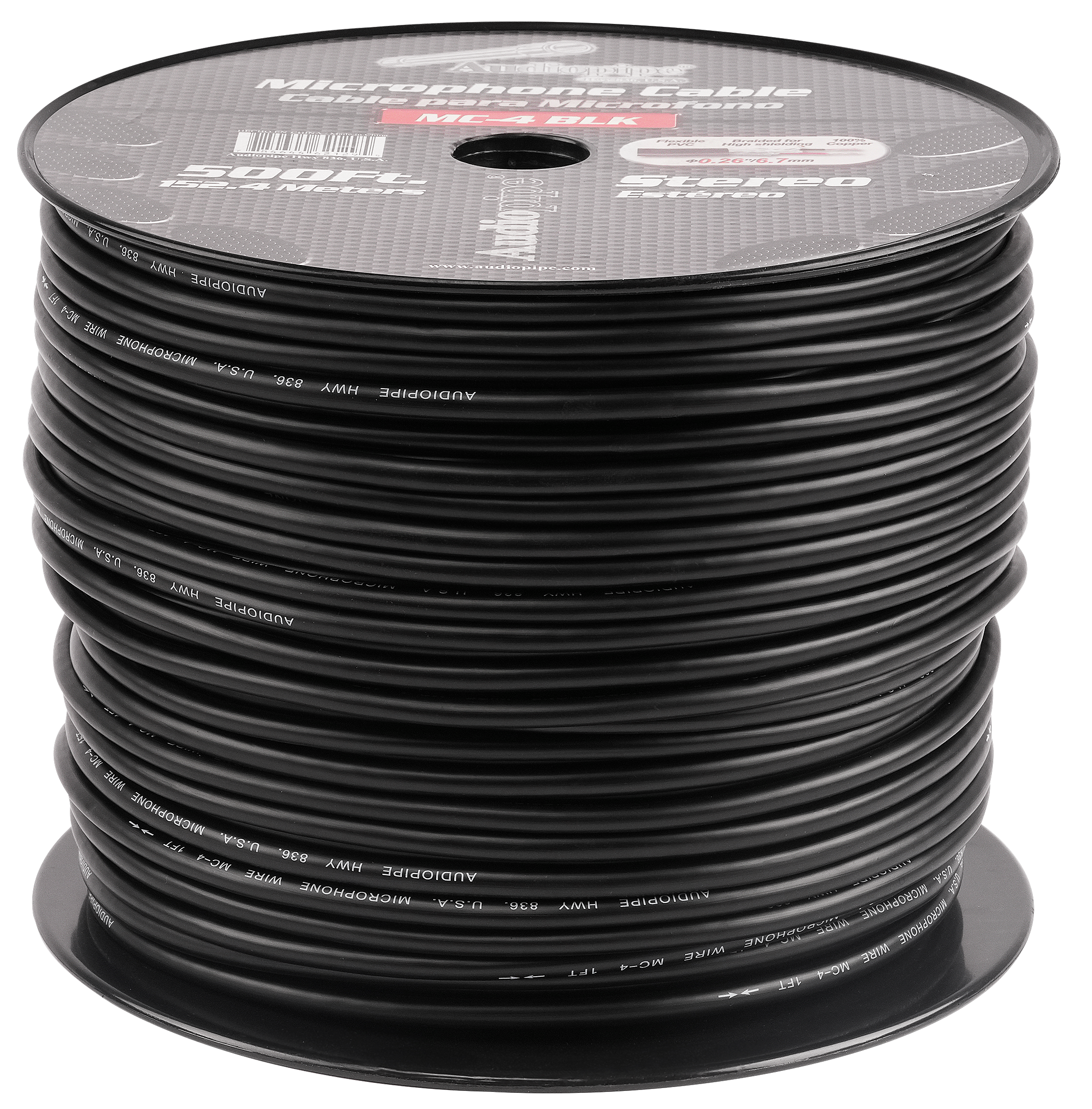 500 Ft Microphone Cable (MC 4 BLK) - Professional XLR Audio Cable for Studio Recording, Live Performances & DJ Equipment - Durable Shielded Cord for Clear Sound Transmission