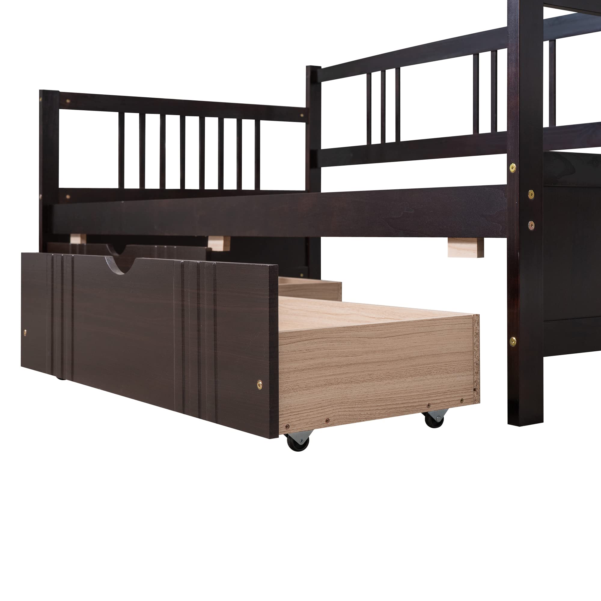 Bellemave Twin Daybed with Drawers - Wooden Platform Bed Frame for Kids & Adults - Multifunctional Espresso Day Bed - Perfect for Guest Rooms, Dormitories & Small Spaces