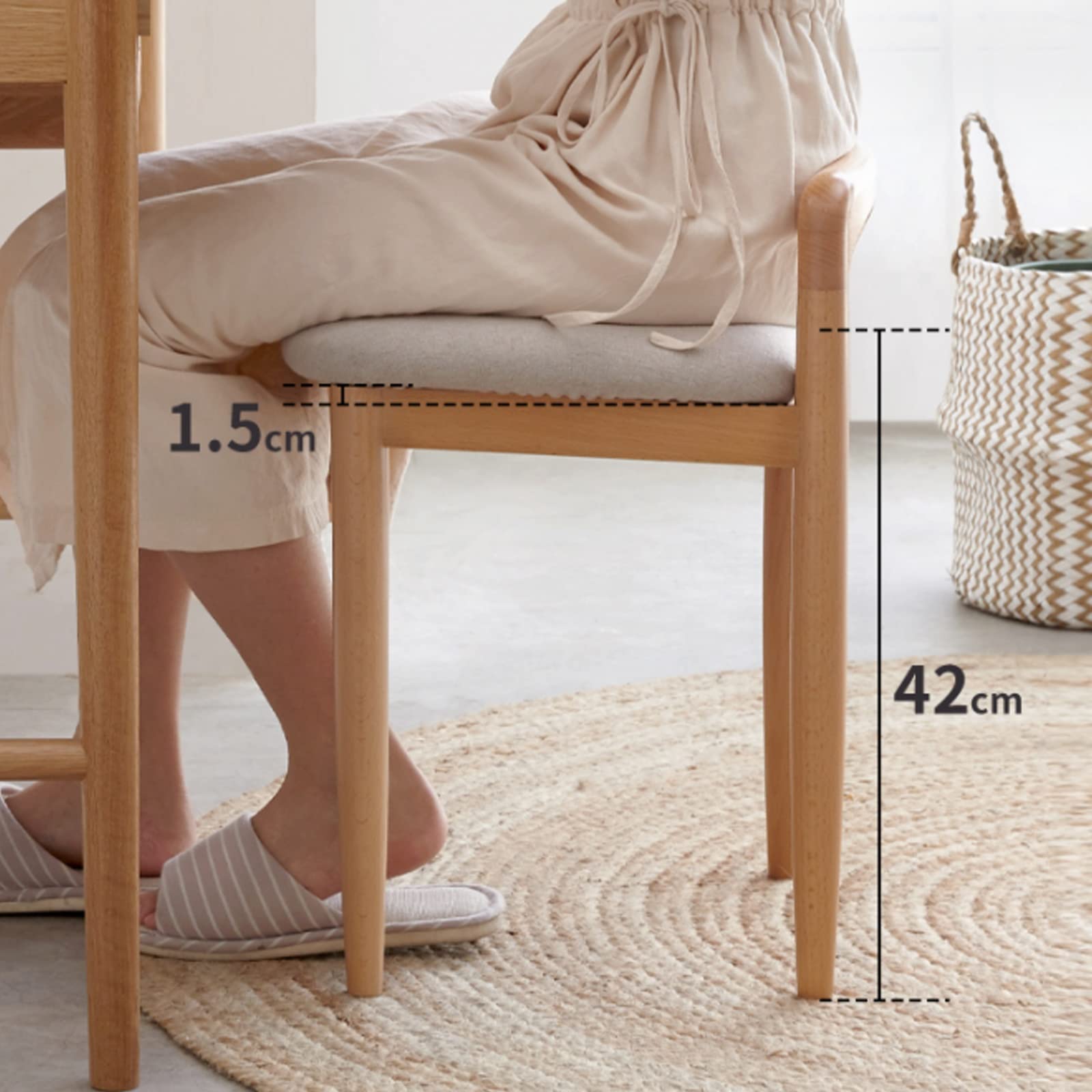 Premium Beech Wood Dressing Stool with Soft Cushion - Elegant Wooden Stool for Bedroom, Living Room, Dining Room & Reception Area - Perfect Makeup Stool, Piano Bench & Comfortable Seating