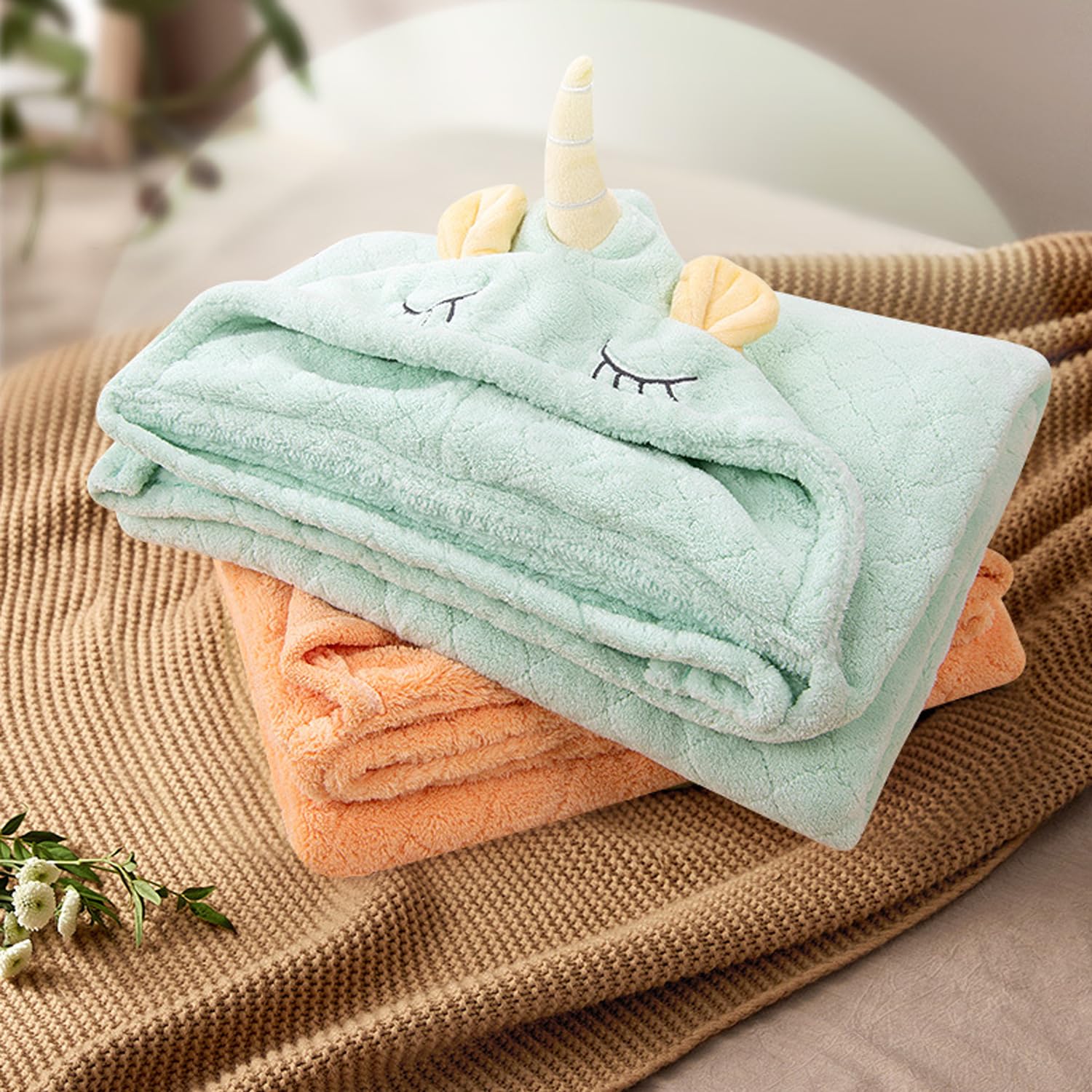 **Soft Hooded Baby Towels - Ultra Absorbent Toddler Bath Towel for Infants & Kids, Unicorn Design 50