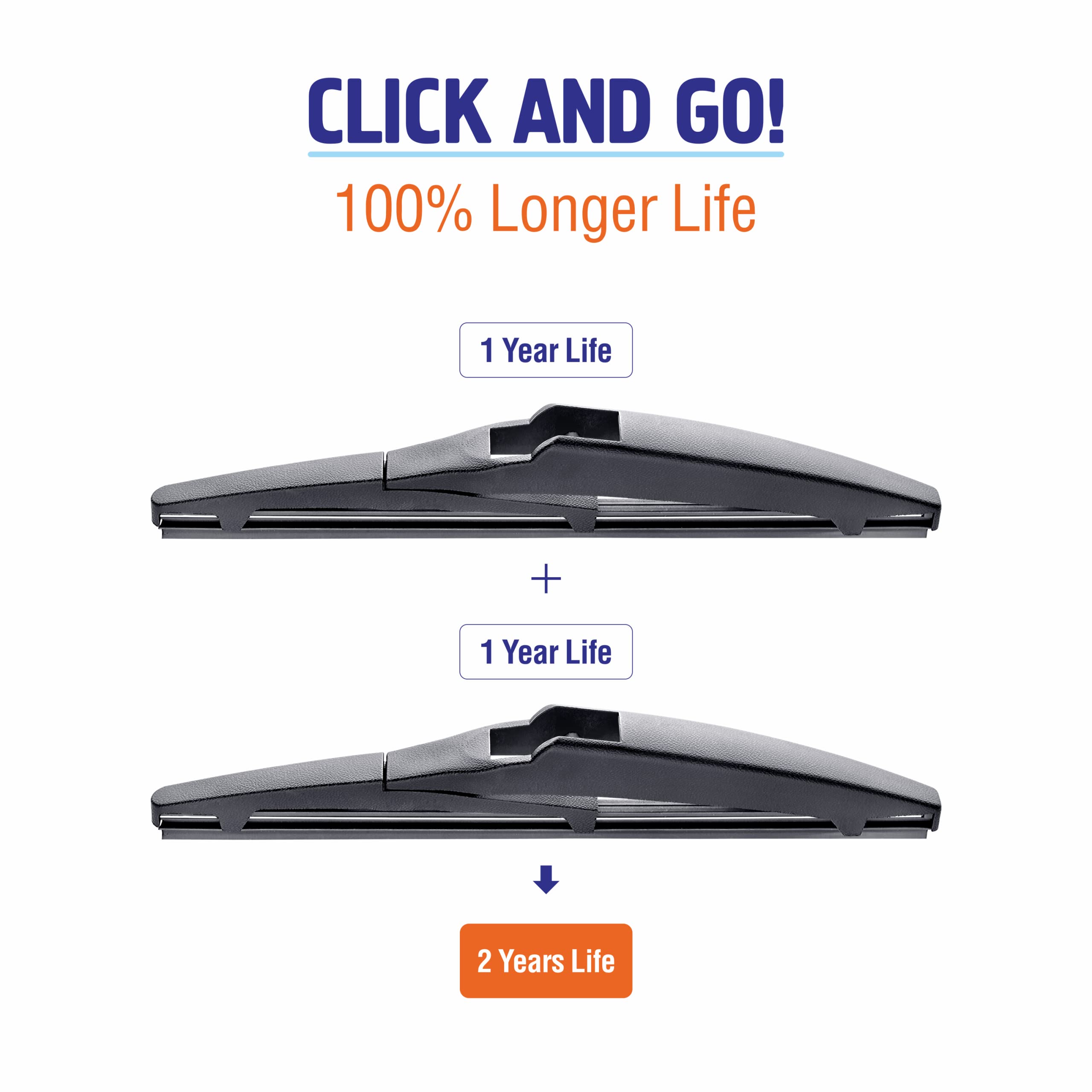 Premium 8-Inch Rear Wiper Blades Replacement for Toyota Prius (2012-2019), Prius C (2012-2016), Lexus CT (2011-2017), Scion xD (2008-2014) - High-Performance Back Windshield Wiper Blades (Pack of 2) - Perfect for Rainy Weather & Winter Driving Conditions