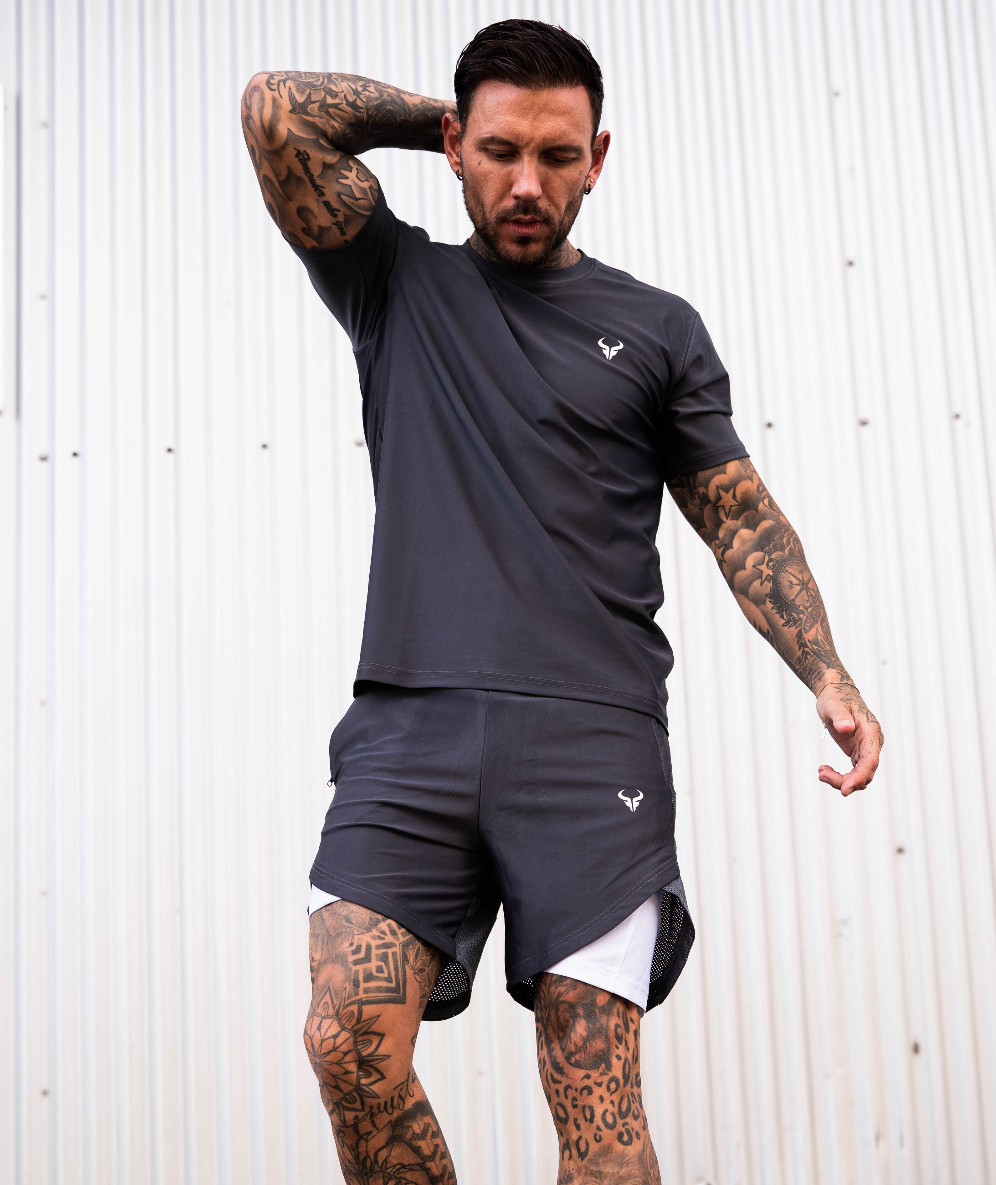 Cerus Grey Hybrid 2-in-1 Running Shorts with Built-in Liner - Men's Athletic Workout & Gym Shorts for Running, Training, and Outdoor Activities