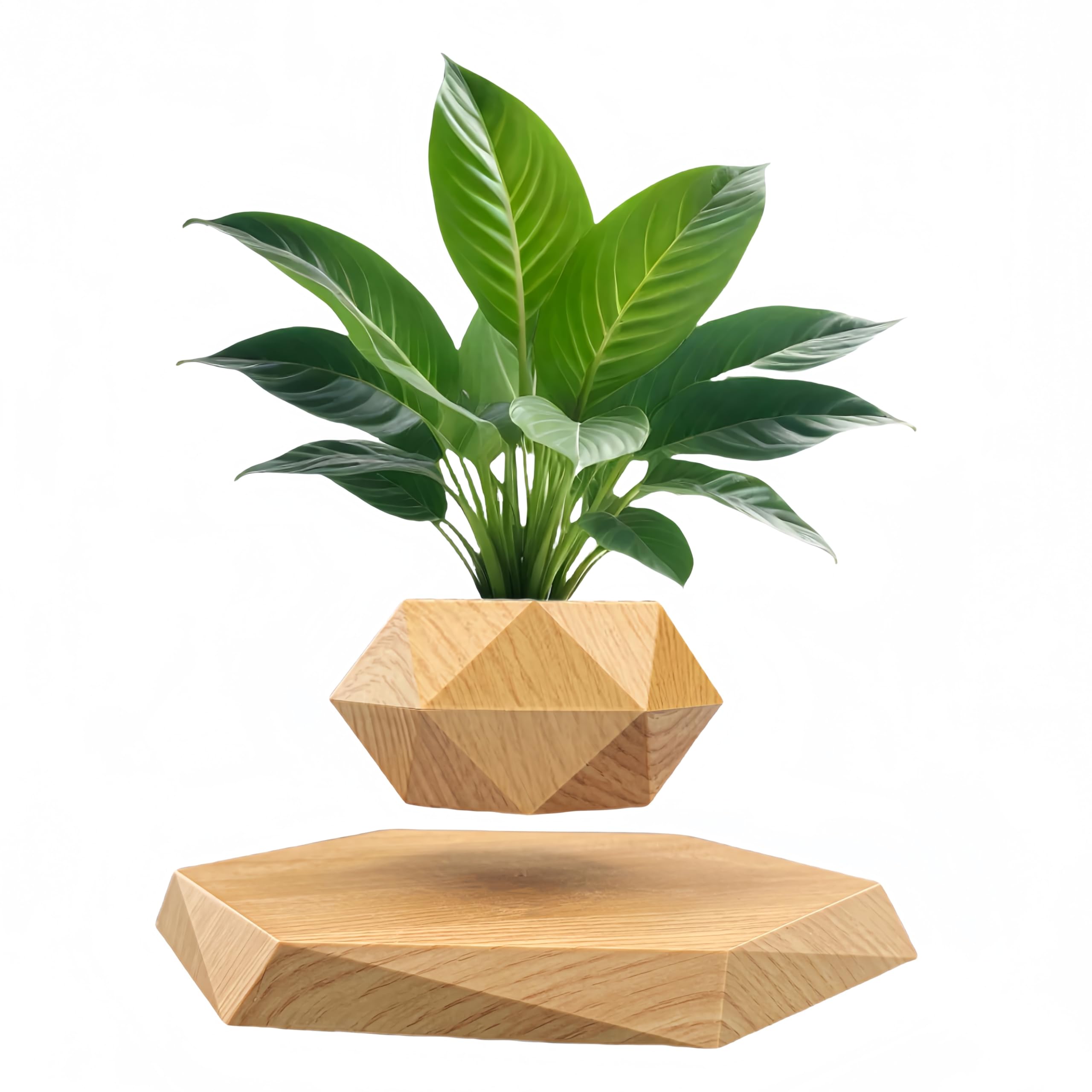 Levitating Plant Pot - Small 360° Rotating Floating Flower Pot for Home & Office Decor | Unique Levitating Display for Desk, Shelf or Tabletop | Perfect for Succulents, Air Plants & Small Decorations (Yellow)