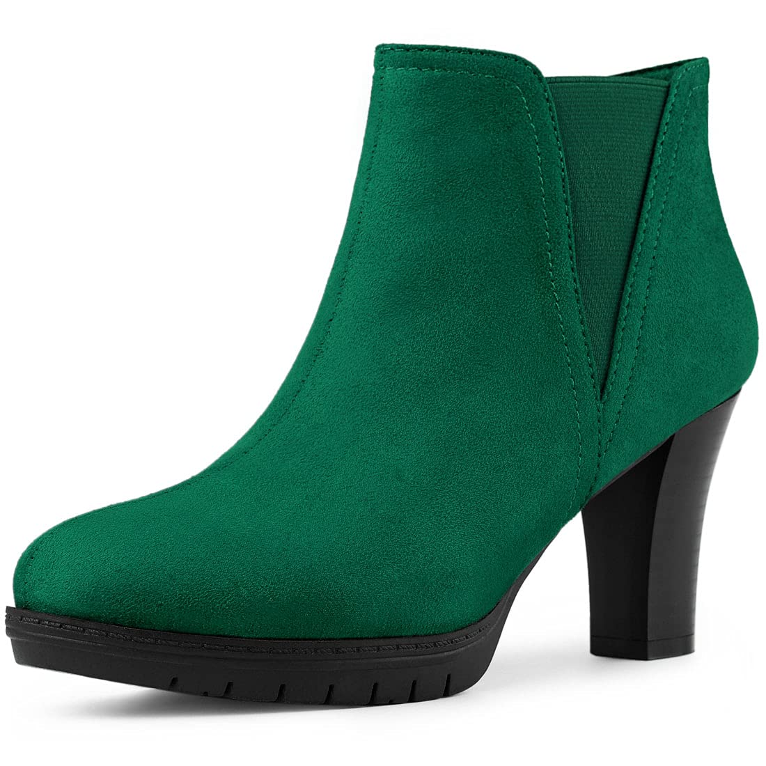 Allegra K Women's Chelsea Ankle Boots - Round Toe Block Heels for Comfort & Style | Perfect for Office, Parties & Fall/Winter Fashion