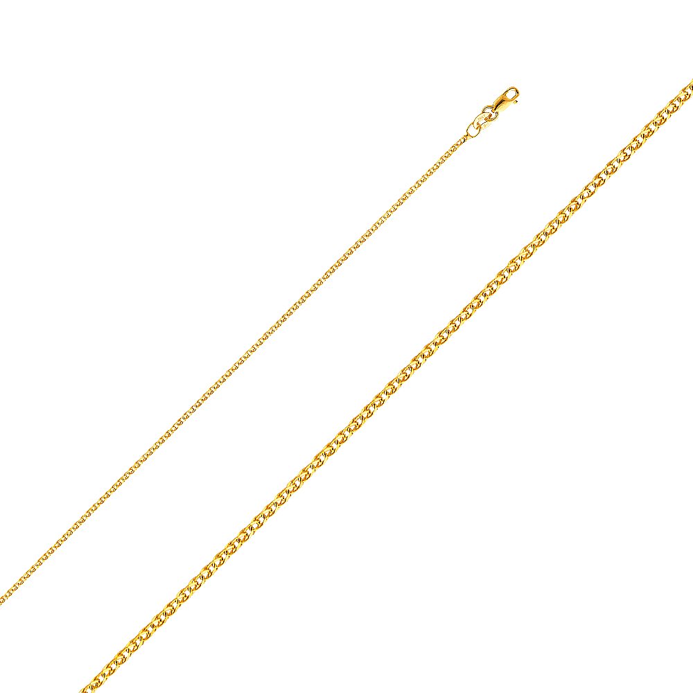 14K Yellow Gold Italian Cornicello Horn Necklace - 1.4mm Flat Wheat Chain Pendant for Good Luck & Protection | Perfect Gift for Birthday, Anniversary & Spiritual Jewelry Lovers