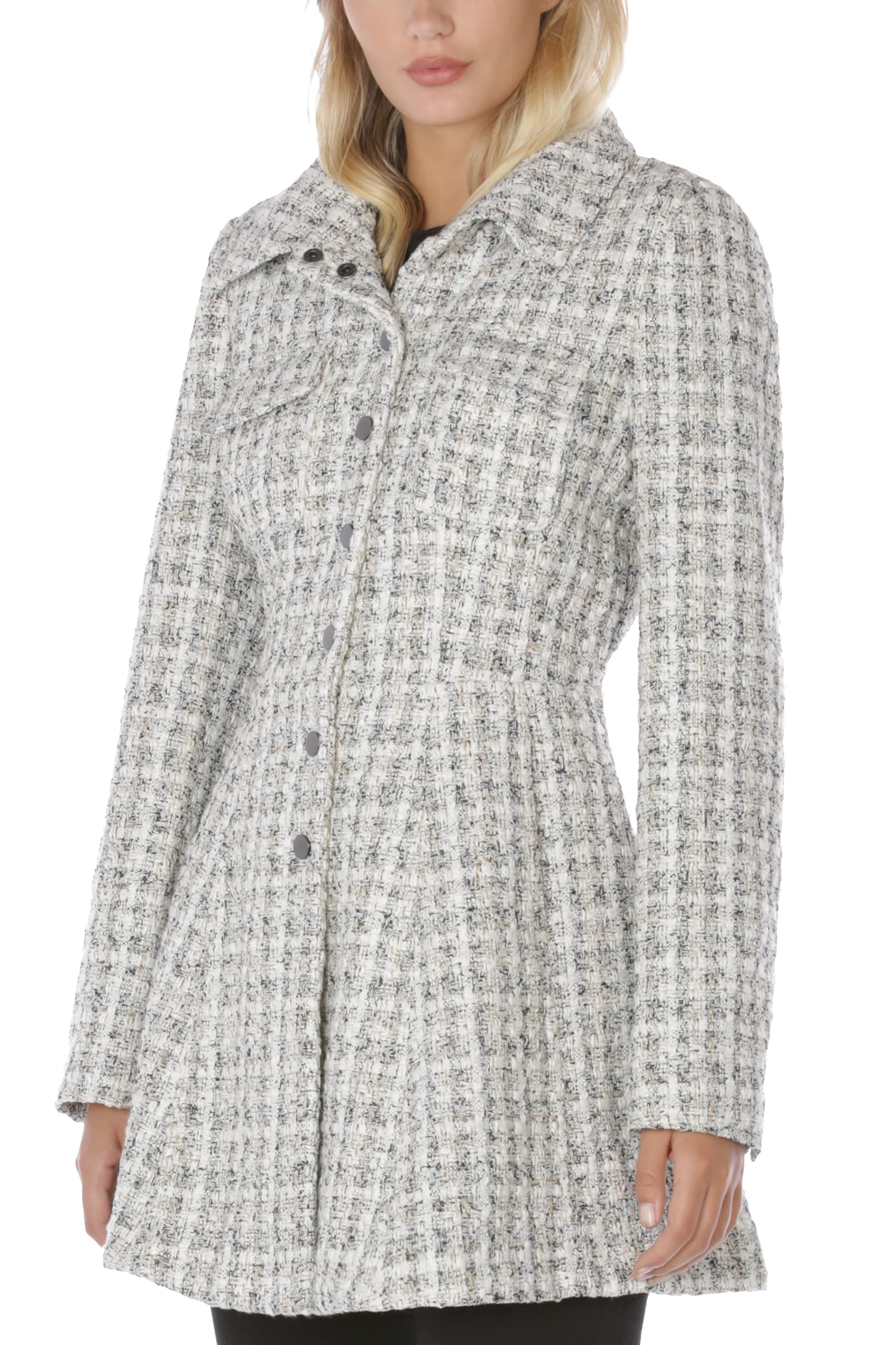 Shelli Segal Women's Fit and Flare Plaid Jacket - Stylish Casual Outerwear for Fall & Winter | Perfect for Office, Date Night & Weekend Outings