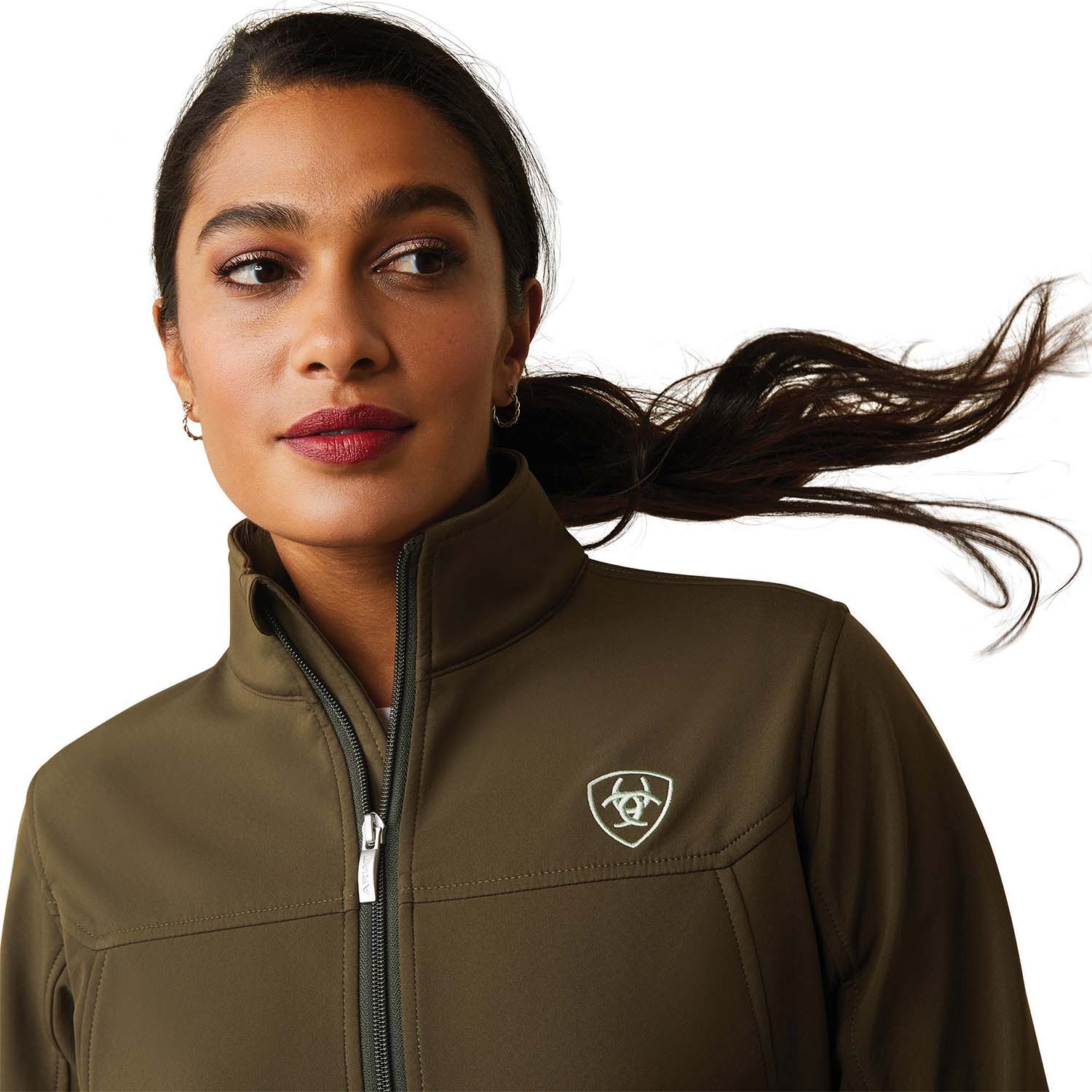 Ariat Women's Team Softshell Jacket - Waterproof Windbreaker for Outdoor Activities, Hiking & Horse Riding - Relic Color