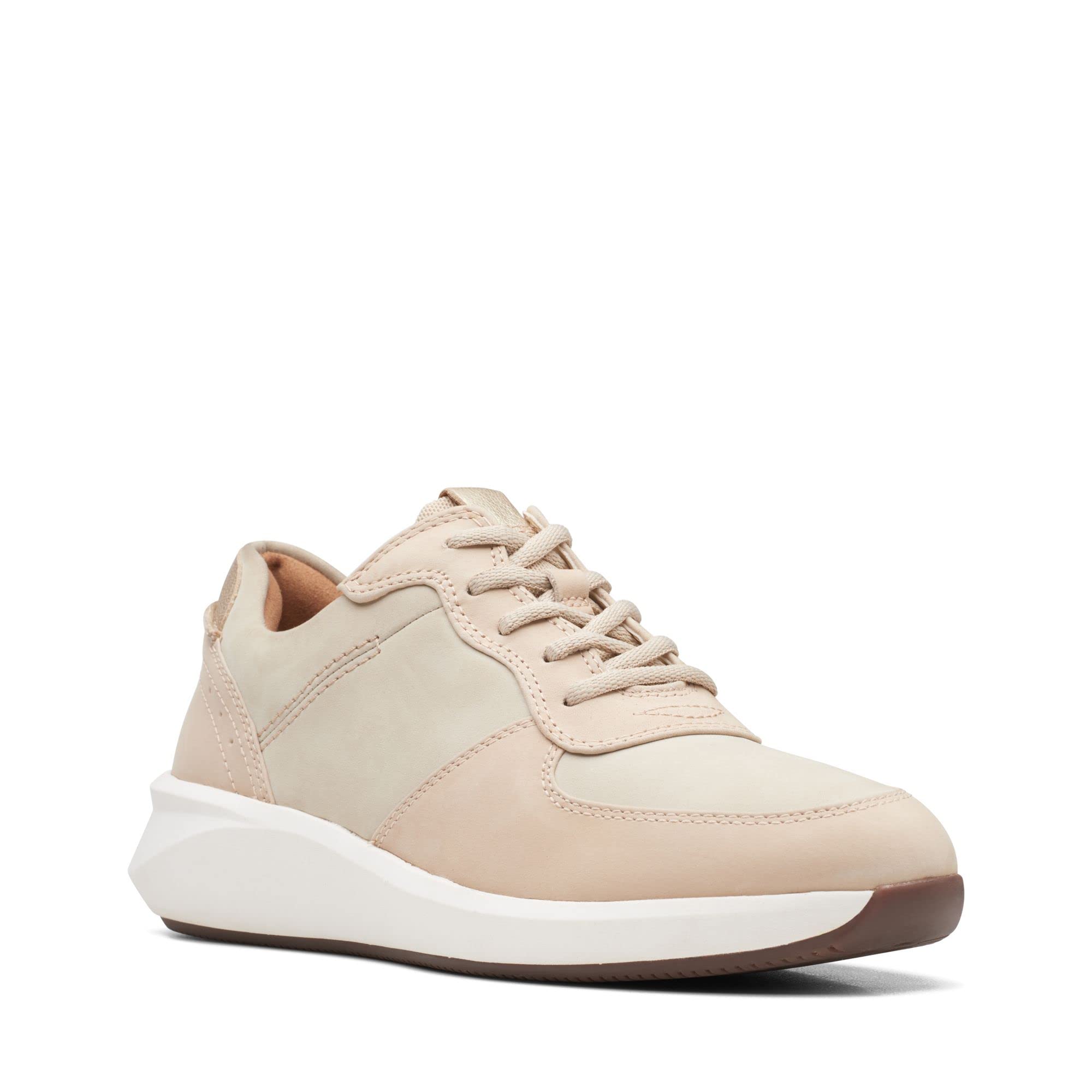 Clarks Women's Un Rio Sprint Sneaker - Light Sand Combi - Size 8 | Comfortable Casual Walking Shoes for Women | Perfect for Everyday Wear, Work & Travel
