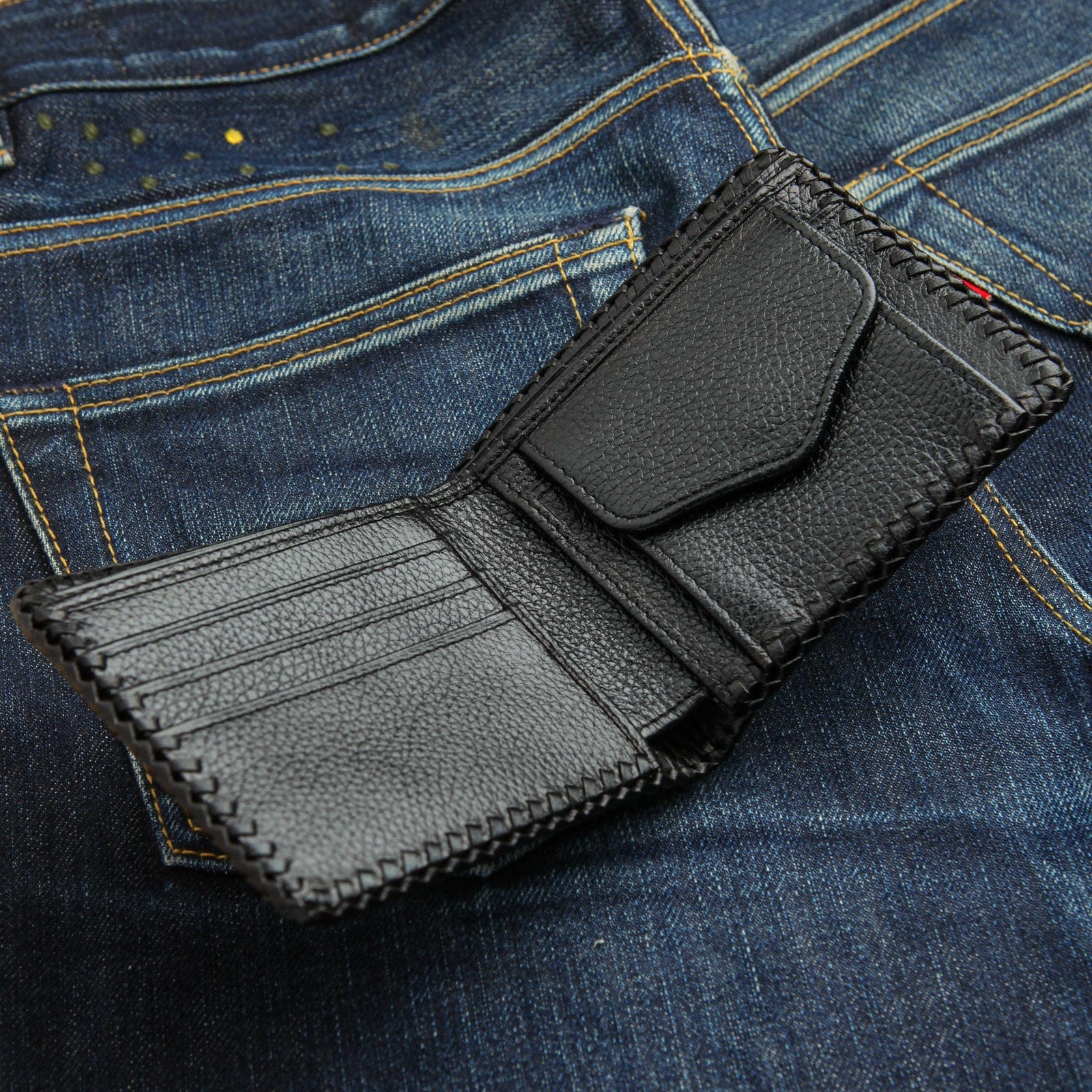 Premium Two-Tone Stingray Leather Men's Bifold Wallet - Slim RFID Blocking Biker Wallet for Motorcycle Riders & Everyday Carry (Perfect Gift for Dad, Husband, Boyfriend)