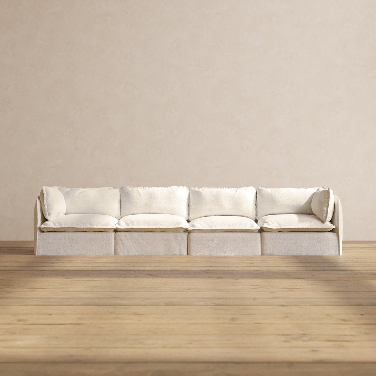 Premium Modular Performance 4-Seater Sofa in Luxurious Mousse Fabric - Perfect for Living Rooms, Home Theaters & Office Lounges