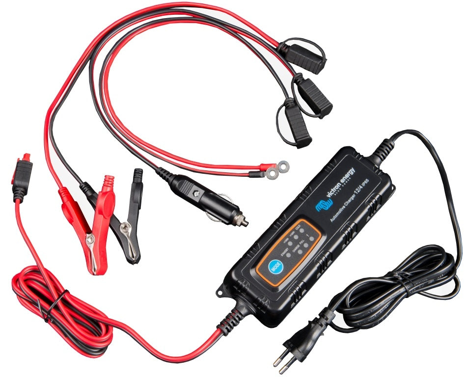 Victron Energy IP65 Waterproof 12V 4A & 1A Dual Output Car Battery Charger - Perfect for RV, Boat, and Automotive Maintenance