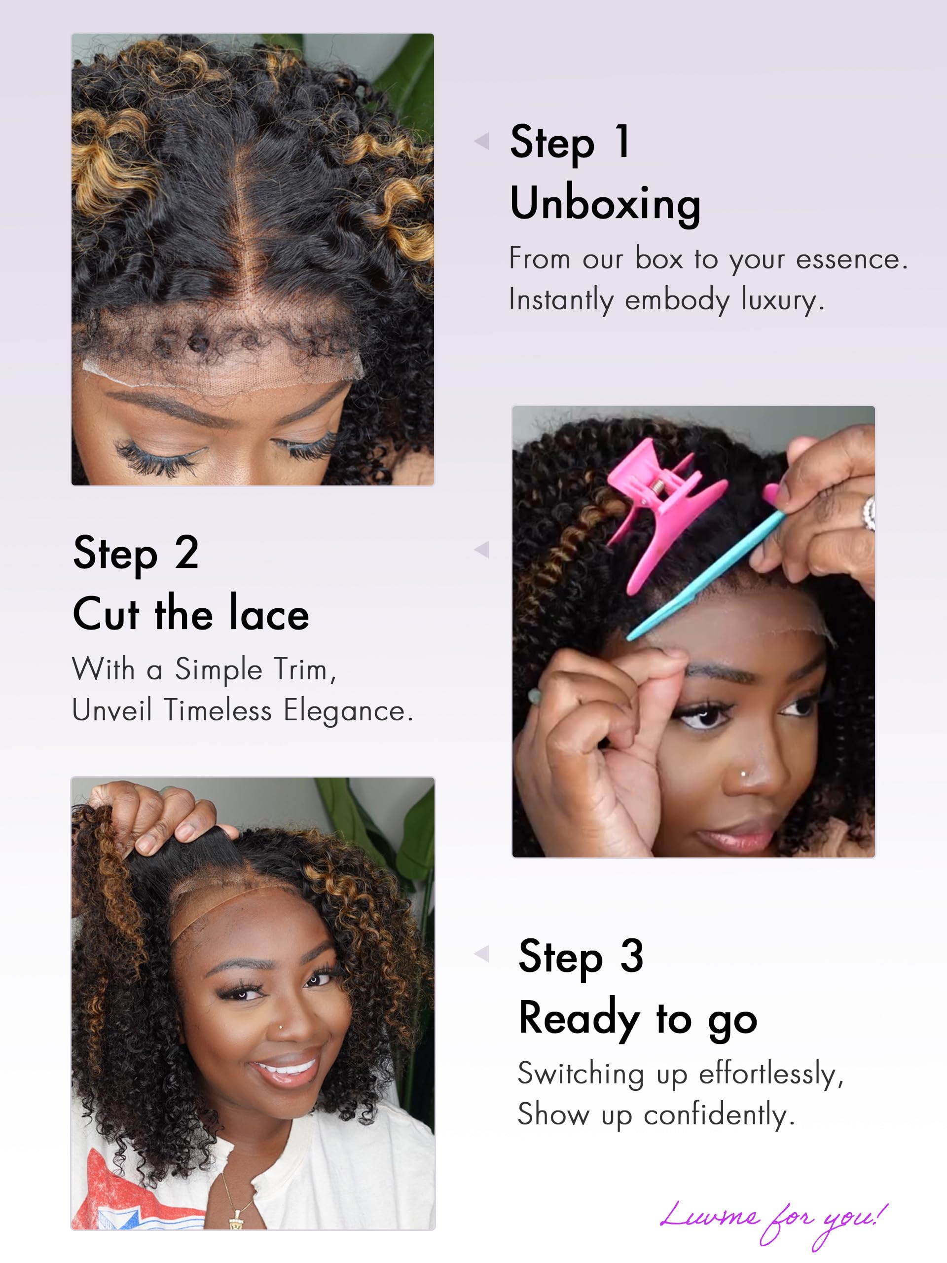 LUVME HAIR 12 Inch 4C Kinky Curly Human Hair Wig with HD Lace 5x5 Glueless Closure | Pre-Plucked Middle Part Short Afro Curl Wig for Black Women | Perfect for Daily Wear, Cosplay & Protective Styling