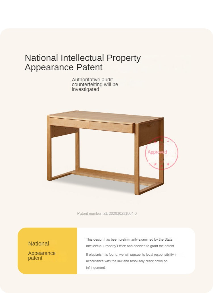 Premium Beech & Oak Solid Wood Kids Study Desk - Ergonomic Children's Writing Table for Homework & Crafts - Perfect for Bedroom, Homeschool & Montessori Learning