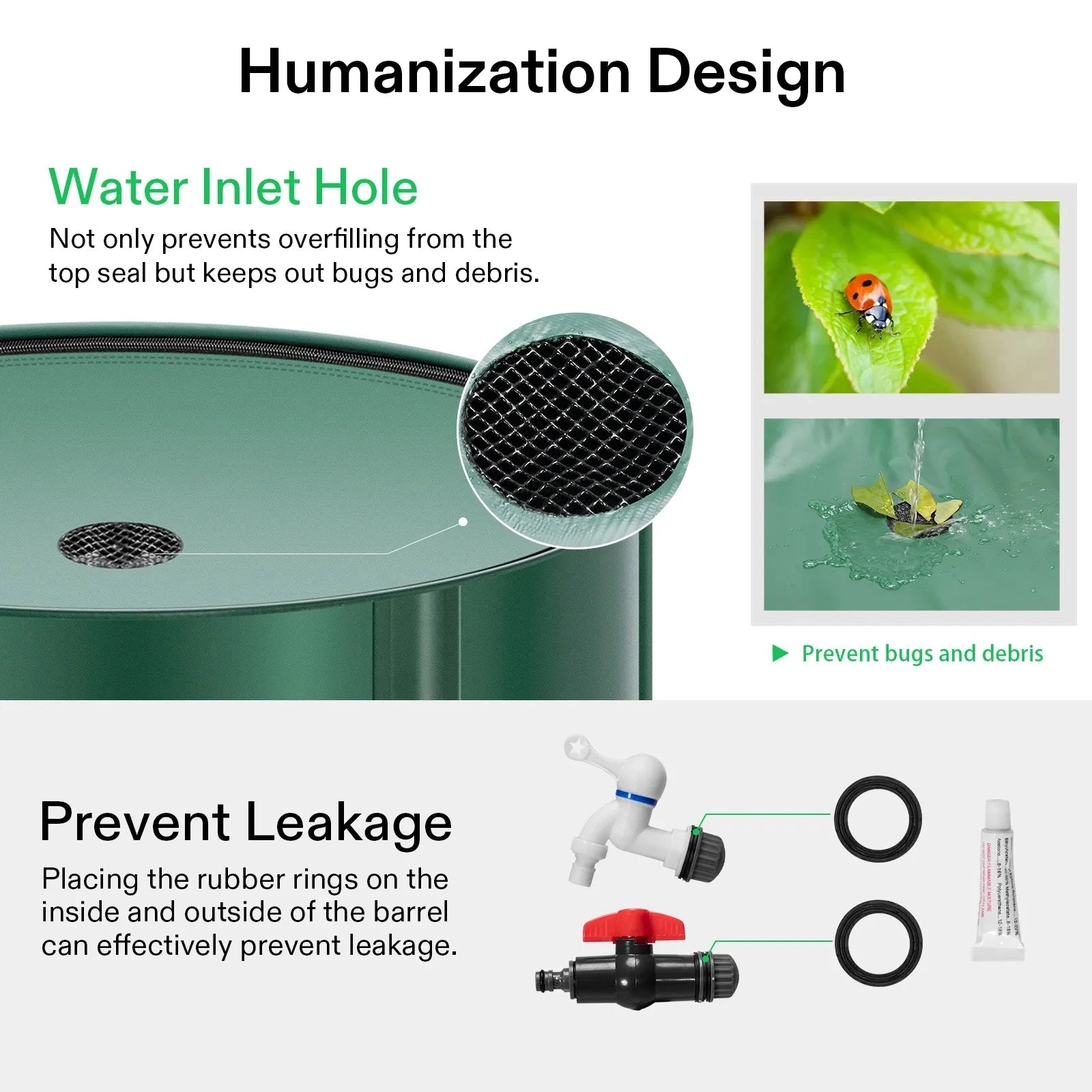Vivosun 100 Gallon Collapsible Rain Barrel - Water Storage Container for Garden, Lawn & Outdoor Use | Eco-Friendly Rainwater Collection System | Perfect for Irrigation, Emergency Water Supply & Sustainable Living