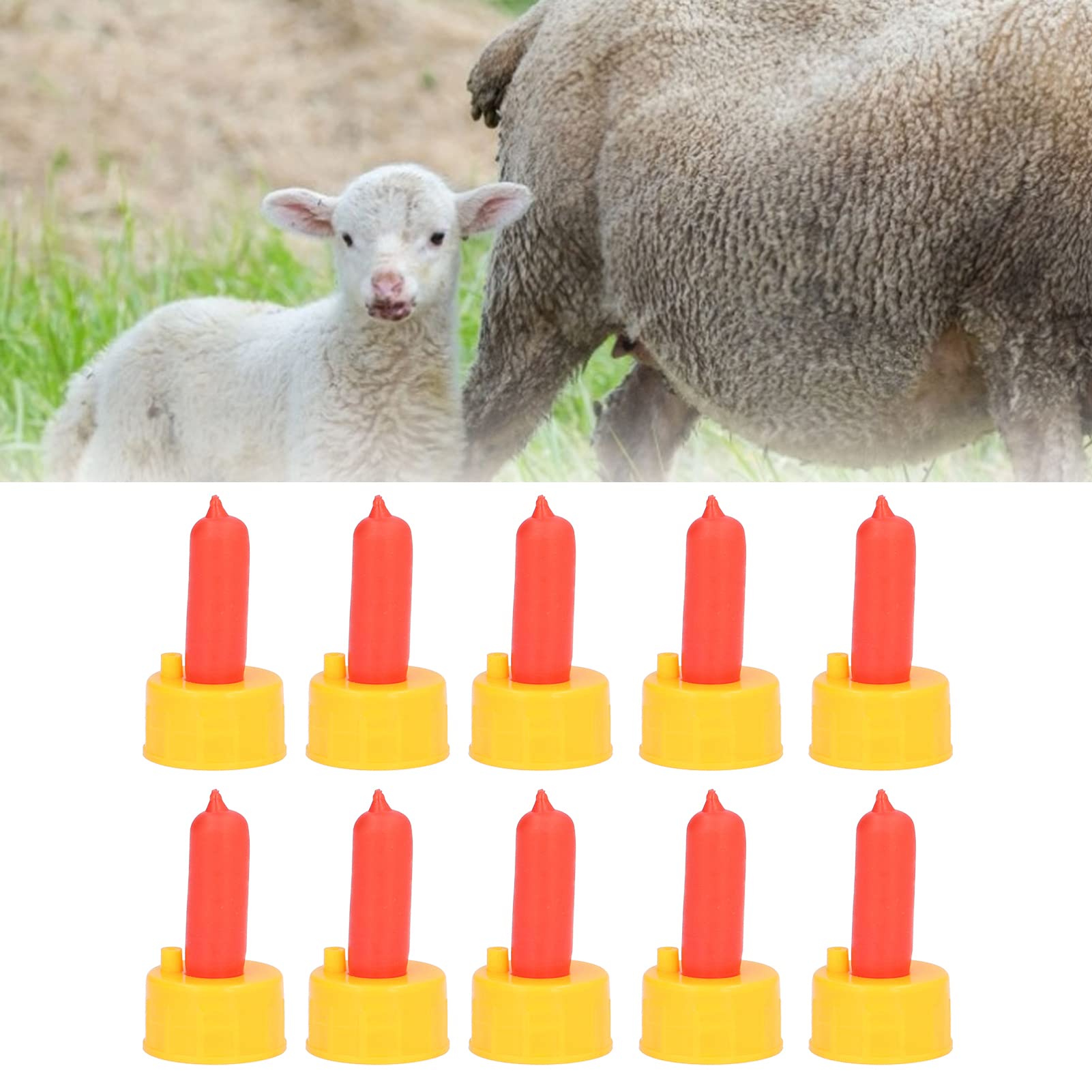 10Pcs 5.5x3cm Goat Nursing Nipples - Soft Calf & Lamb Feeding Bottle Teats - Small Animal Milk Drink Nipples for Orphaned Pets - Perfect for Goat Kids, Lambs, Puppies & Kittens - Durable Pacifier for Milk Feeder Bottles