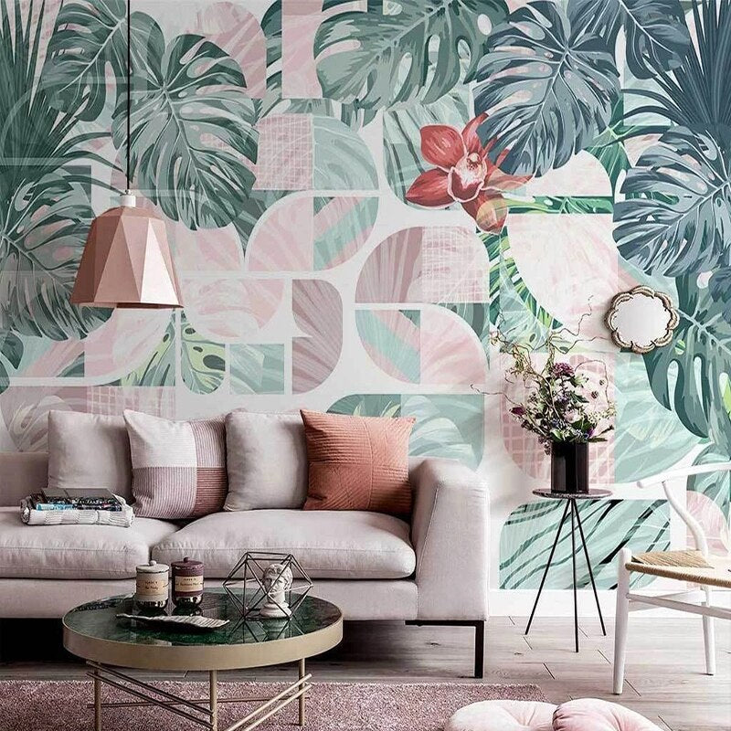 Plant Leaf Wallpaper Mural - Tropical Botanical Peel and Stick Wall Décor for Living Room, Bedroom & Nursery | Easy to Install Removable Wallpaper for Home Decor