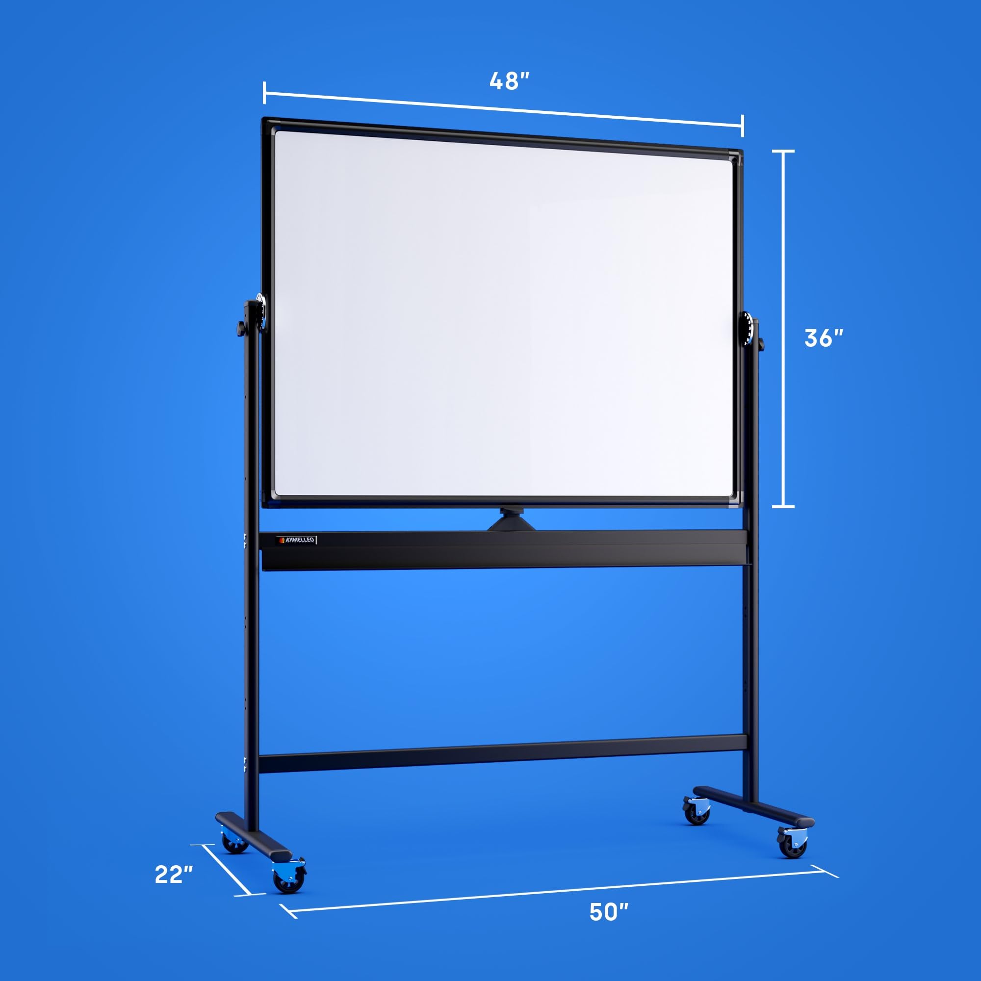 48 x 36 Inch Magnetic Rolling Whiteboard - Double-Sided Mobile Dry Erase Board with Stand & Wheels - Portable Standing Easel for Office Meetings, Classroom Teaching, Home Organization & Creative Brainstorming