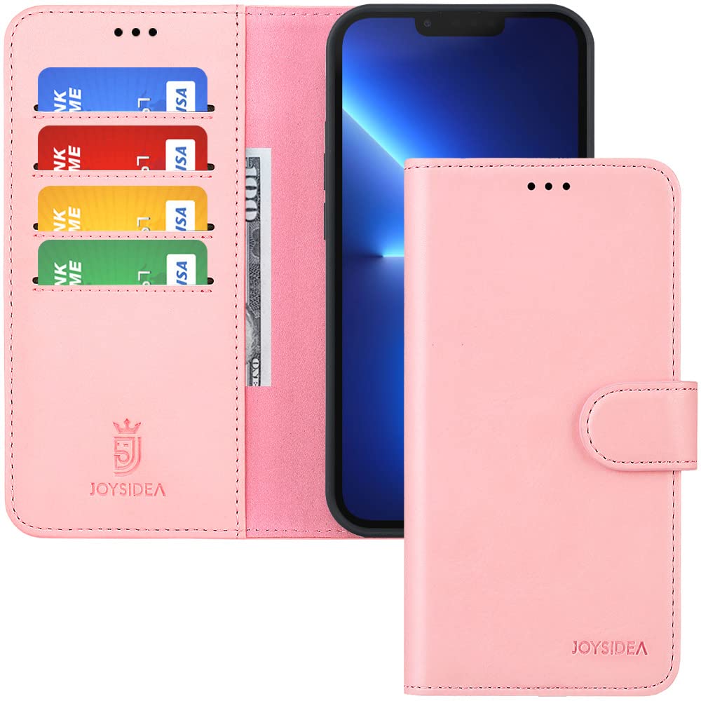 JOYSIDEA iPhone 13 Pro Max Wallet Case - Premium PU Leather Magnetic Flip Cover with Card Holder & Stand | 6.7 Inch Shockproof Protective Phone Case for Women & Men | Perfect for Work, Travel & Daily Use (Pink)