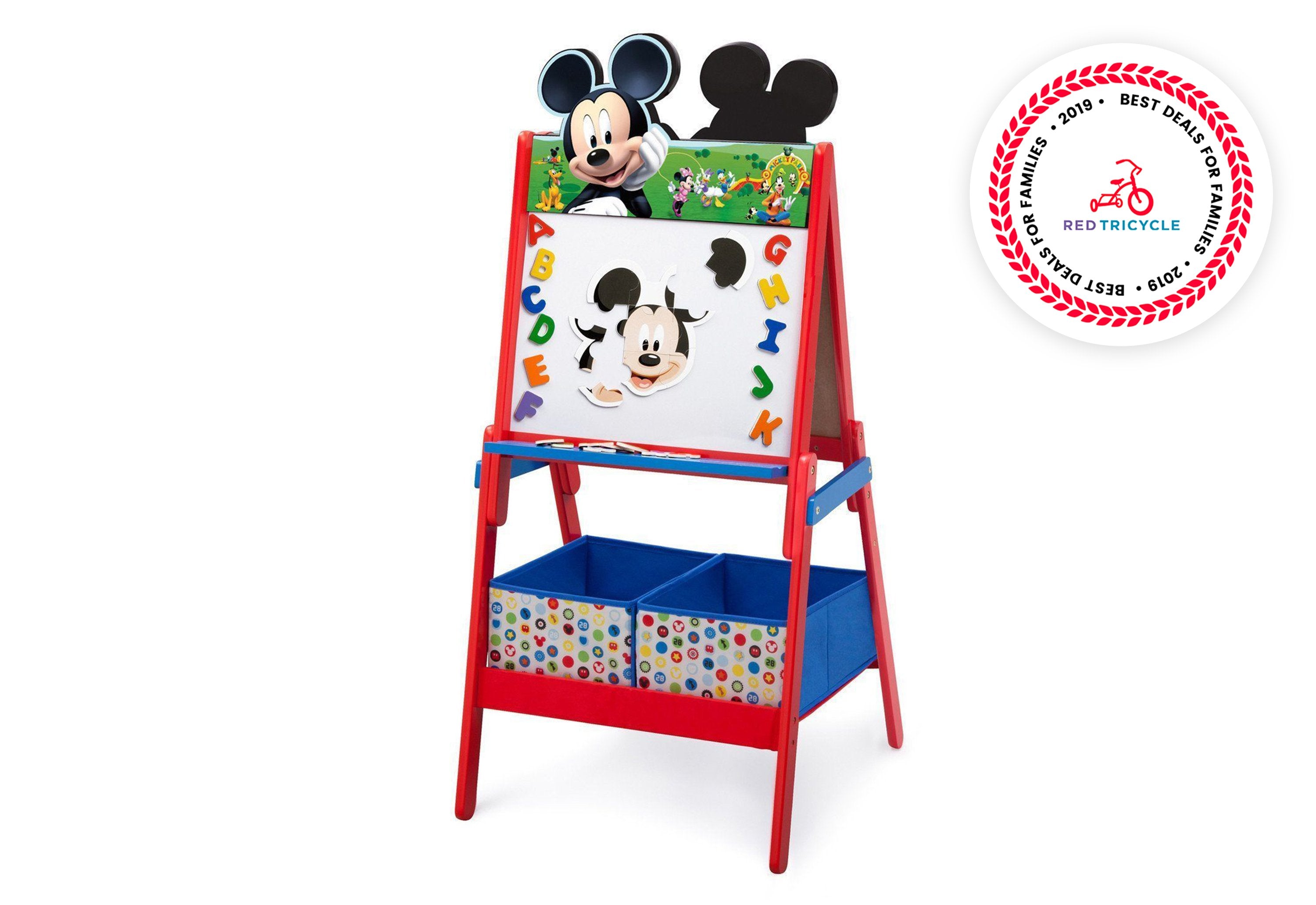 Mickey Mouse Wooden Double-Sided Kids Art Easel - Drawing Board & Chalkboard for Children's Creative Play & Learning Activities