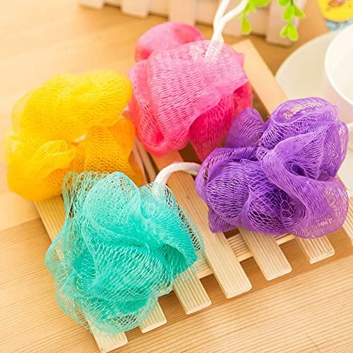 Ubersweet® Thick Bath Flowers Foam with Rope Hanging Brush - Colorful Lesbian Bath Accessories for Body Scrub & Relaxation - Perfect for Spa, Shower, and Bathtime Self-Care Rituals