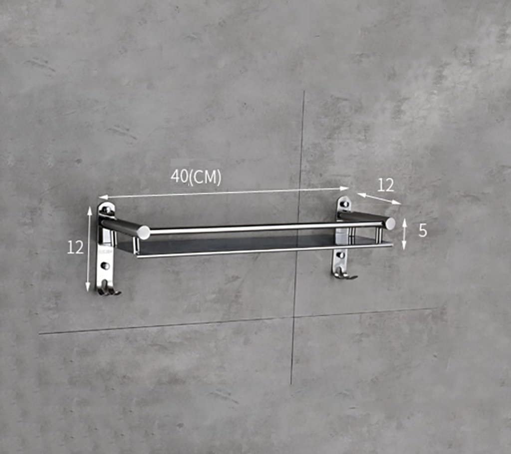 Oslen Premium Stainless Steel Floating Wall Shelves - Rustproof Bathroom, Kitchen & Bedroom Storage Shelf with Hooks | Space-Saving Organizer for Towels, Spices, Books & Decor