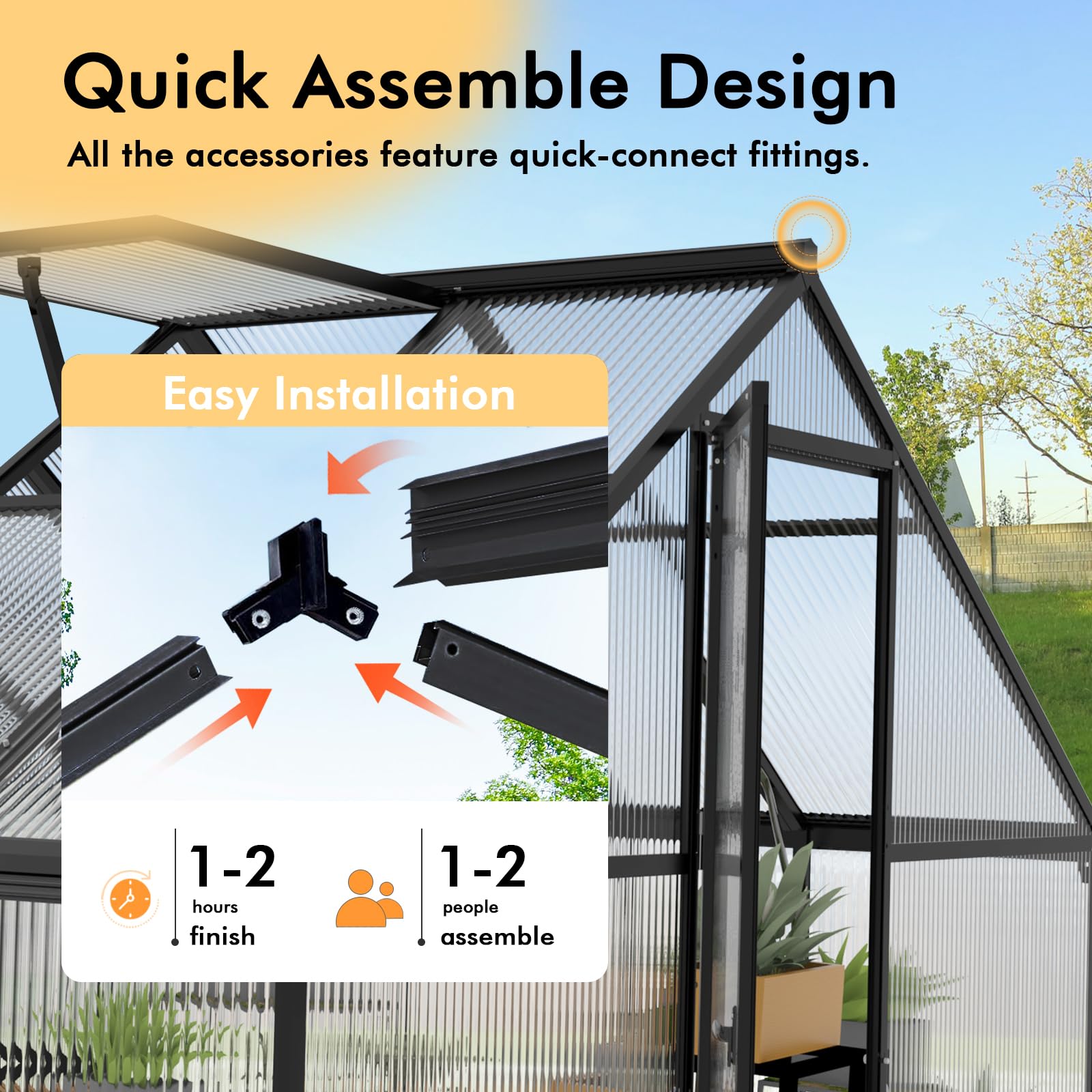 6×4FT Walk-in Greenhouse for Outdoor & Winter Gardening - Durable Aluminum Frame with Weather-Resistant Cover for Vegetables, Plants & Seedlings - Perfect for Backyard, Patio & All-Season Gardening