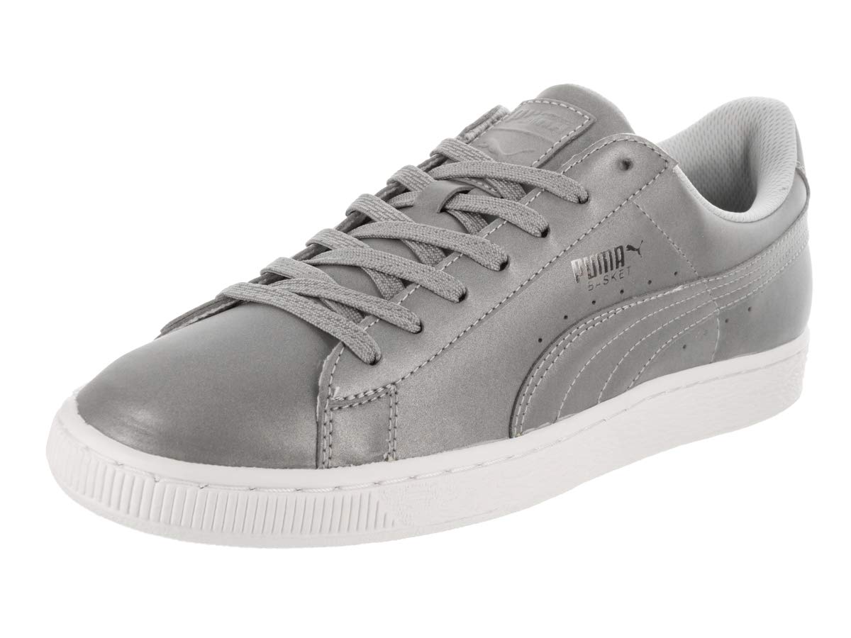 PUMA Basket Reflective Sneakers - Silver Metallic/Black - Women's & Men's Fashion Shoes for Running, Walking & Streetwear Style