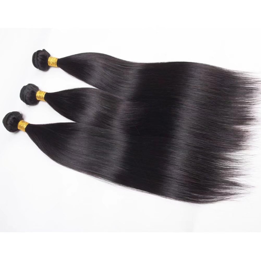 FEEL ME 8A Grade Brazilian Virgin Straight Hair Bundles - 3 Bundles Natural Black Human Hair Extensions (18 20 22 Inches) for Smooth & Silky Hairstyles | Perfect for Daily Wear, Parties & Special Occasions