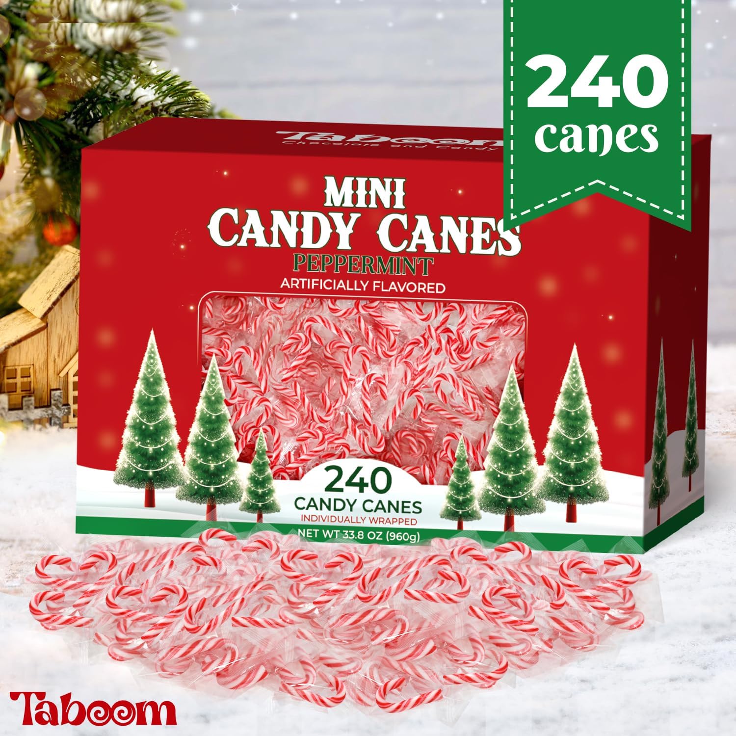 Bulk Mini Candy Canes 240 Pack - Individually Wrapped Small Peppermint Christmas Candy, Red & White Holiday Treats for Stocking Stuffers, Party Favors, Office Gifts & Festive Decorations | Perfect for Christmas Celebrations, Holiday Parties & Sweet Treat Baskets