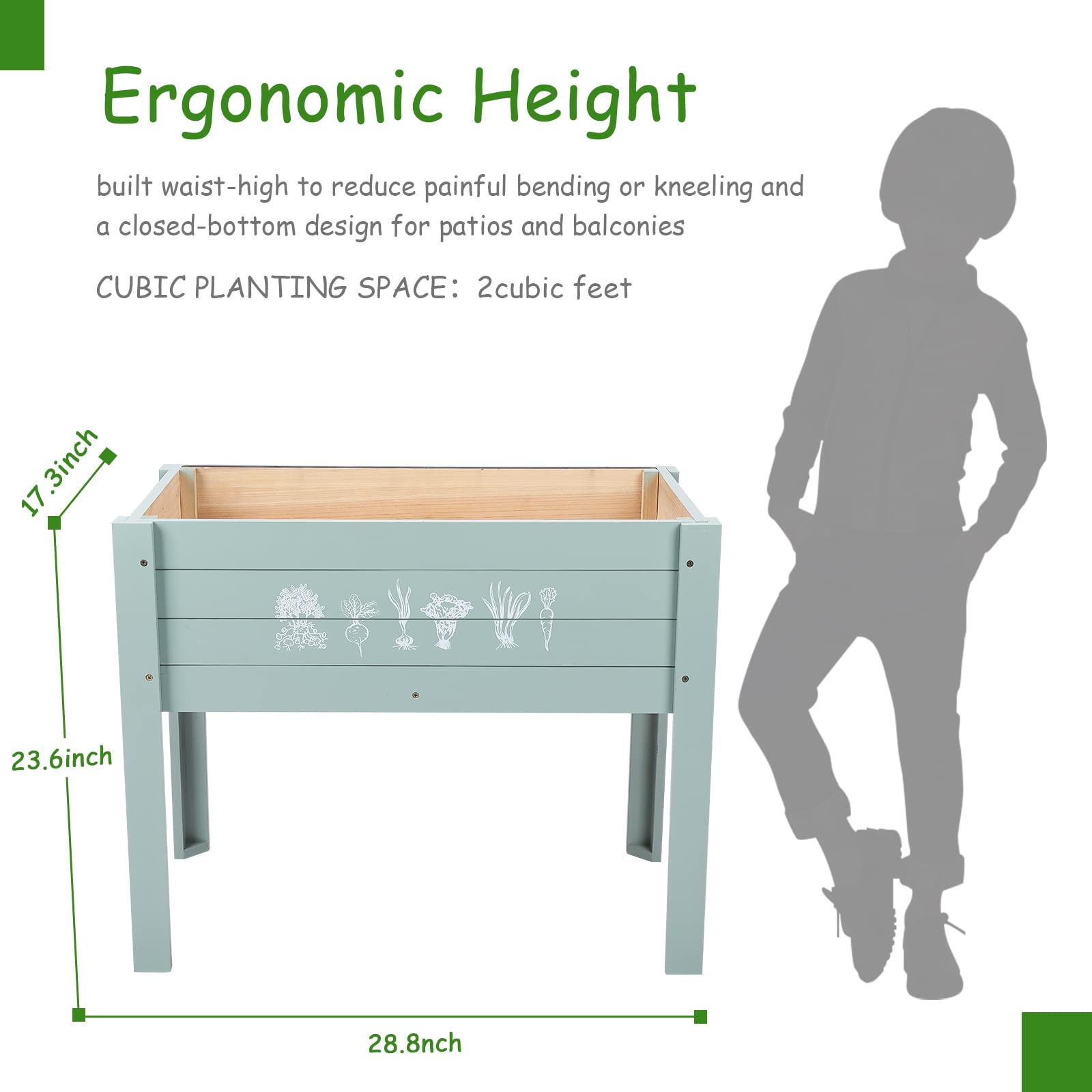 WONDER GARDEN Elevated Wooden Raised Garden Bed with Legs & Chalkboard - Outdoor Planter Box for Vegetables, Flowers, Herbs - Perfect for Kids Gardening, Patio, Backyard & Urban Farming