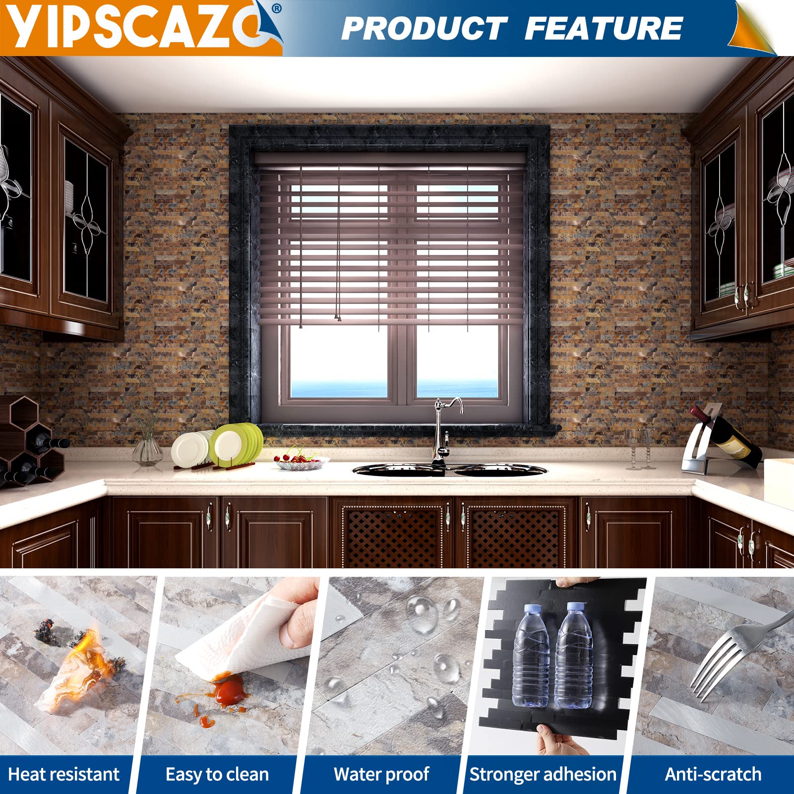10-Pack Self-Adhesive PVC Wall Tiles - 12