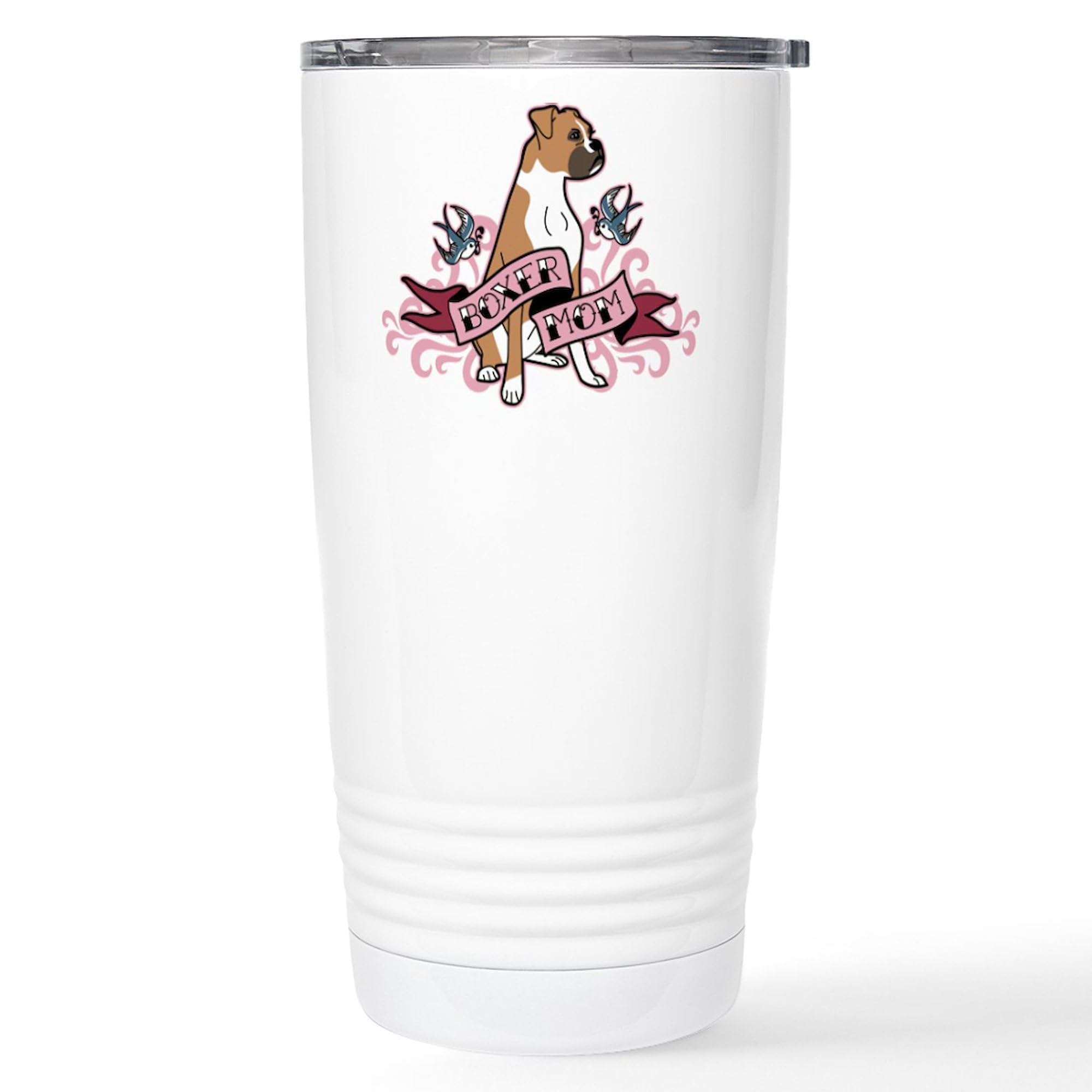 Boxer Mom Tattoo 20oz Stainless Steel Travel Mug - Insulated Coffee Tumbler for Hot & Cold Drinks - Perfect for Gym, Work, Travel & Outdoor Activities
