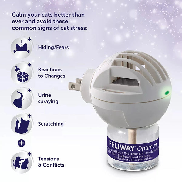 FELIWAY OPTIMUM Cat Calming Diffuser Kit - Reduce Stress & Anxiety in Cats - Plug-in Pheromone Diffuser for Multi-Cat Homes & Vet Visits - Helps with Scratching, Hiding & Urine Marking