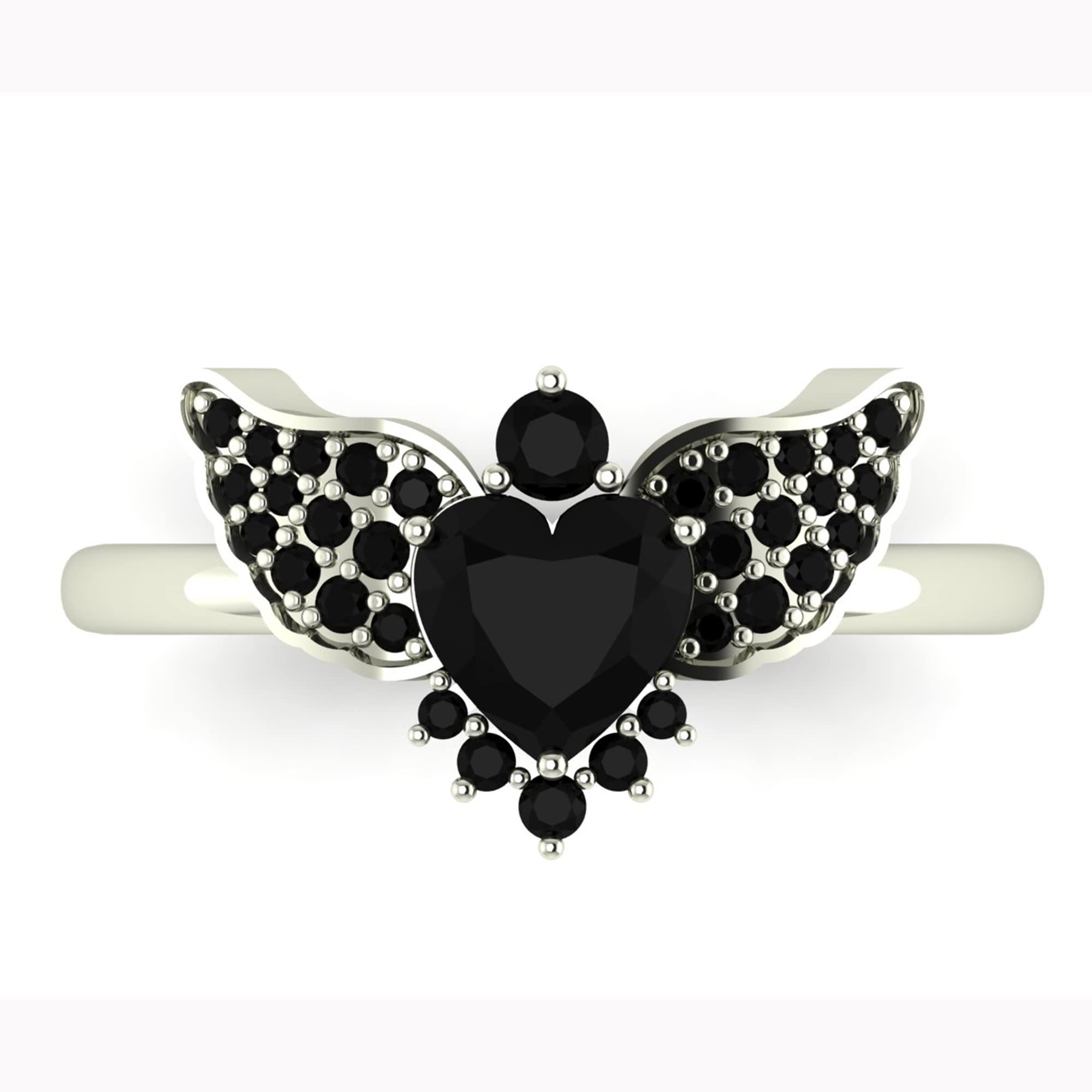 Black Onyx Butterfly Silver Ring - Elegant Faceted Cut Heart Shape Jewelry for Women - Perfect Wedding, Birthday & Love Gift - Ideal for Romantic Dates, Anniversaries & Special Occasions