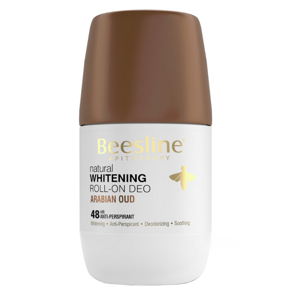 Beesline Apitherapy Whitening Aluminum-Free Deodorant Roll-On with Arabian Oud - 50mL | Natural & Gentle Underarm Care for Sensitive Skin | Perfect for Daily Use & Travel