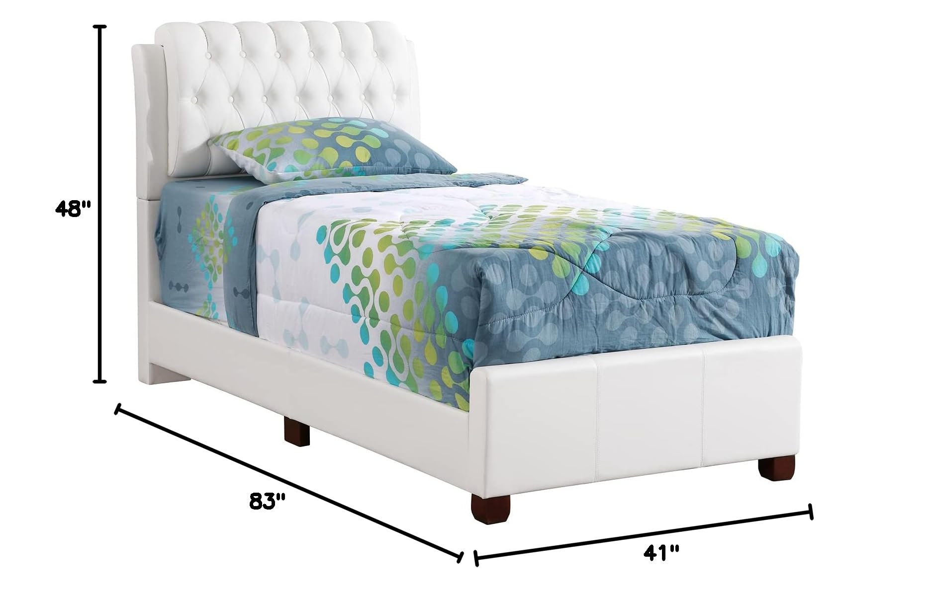 Glory Furniture Marilla White Faux Leather Upholstered Twin Bed Frame - Perfect for Kids' Rooms, Guest Bedrooms & Small Spaces