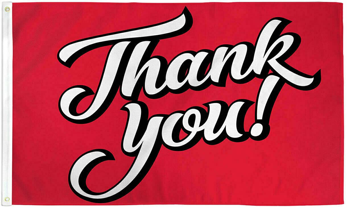 PIÑATAS OLE Thank You Flags 3x5ft - Red Appreciation Banner for Parties, Events & Celebrations - Durable Outdoor/Indoor Thank You Signs