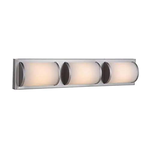 Allen + Roth Kinsley 3-Light Brushed Nickel Vanity Light - Modern Bathroom Lighting Fixture for Mirror, Dresser & Contemporary Home Decor