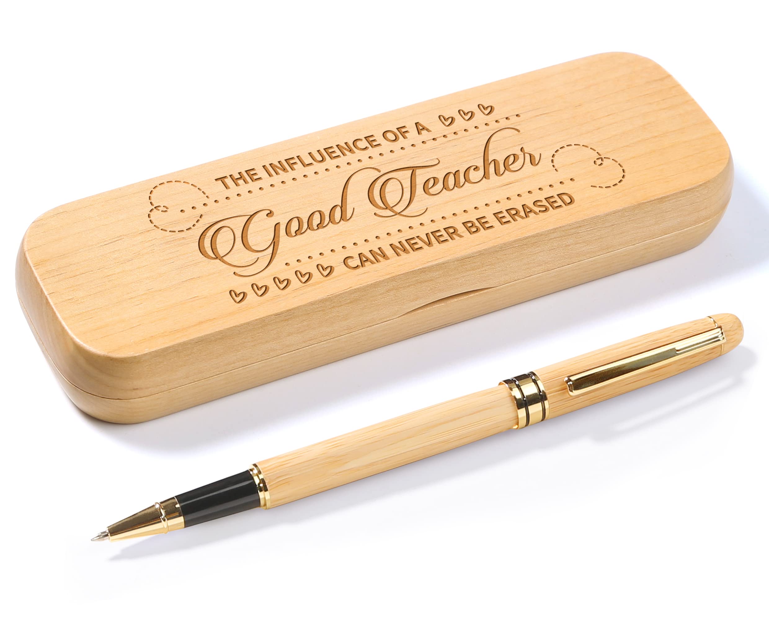 Personalized Engraved Maple Wooden Gel Pen Gift Set for Teachers - Perfect Teacher Appreciation, Birthday & Christmas Gifts from Students (Includes Premium Pen Case) - Ideal for Classroom Use, Office Supplies & Thoughtful Present Giving