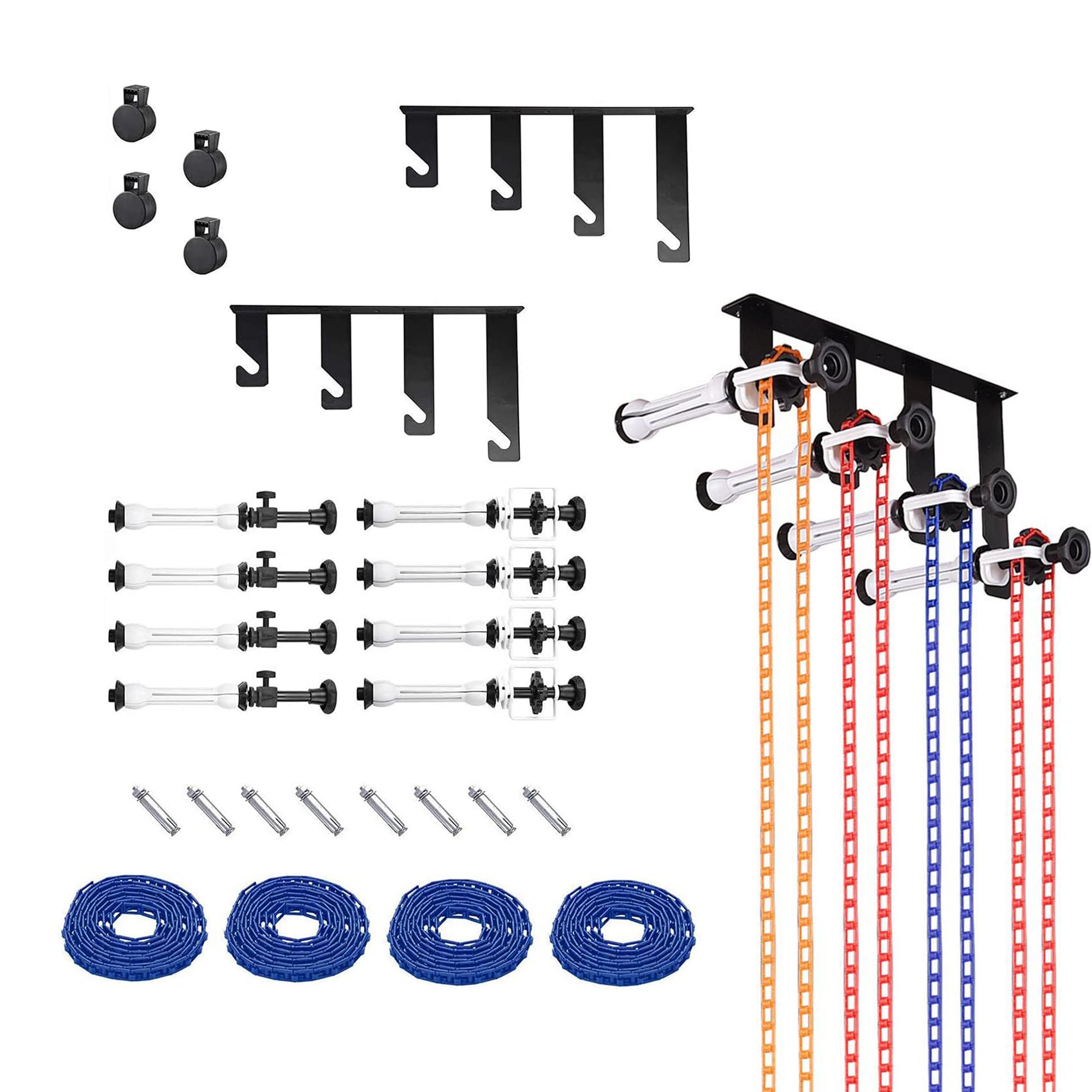 Professional Photography Backdrop Wall Mount System with 8 Extension Rods & 4 Chains - Heavy Duty Backdrop Roller for Home Studio, Live Streaming, YouTube Videos, Portrait Photography, and Product Shoots