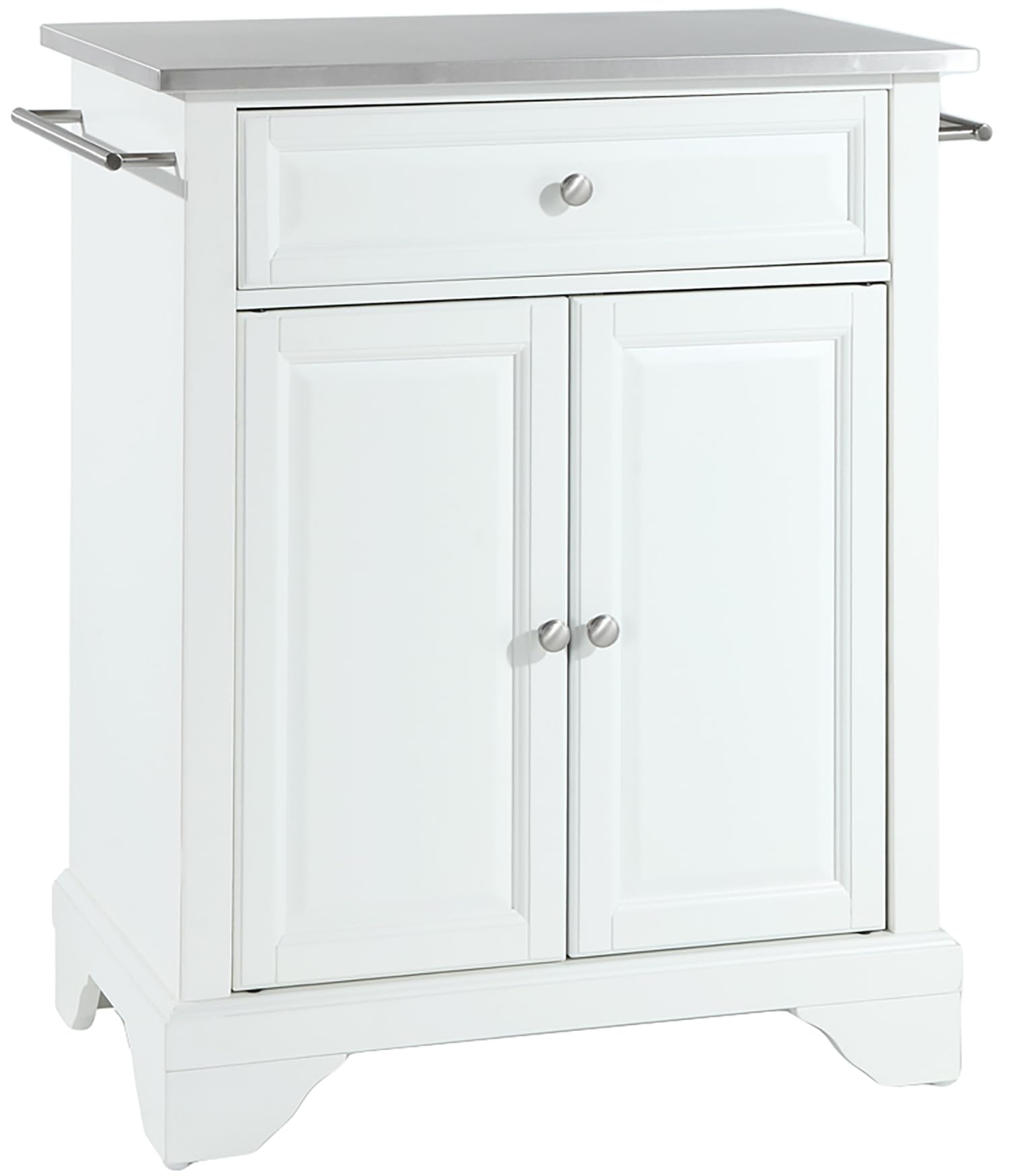 Crosley LaFayette Stainless Steel Top Rolling Kitchen Island Cart with Storage - White | Microwave Stand, Small Kitchen Organizer for Apartments & Compact Spaces
